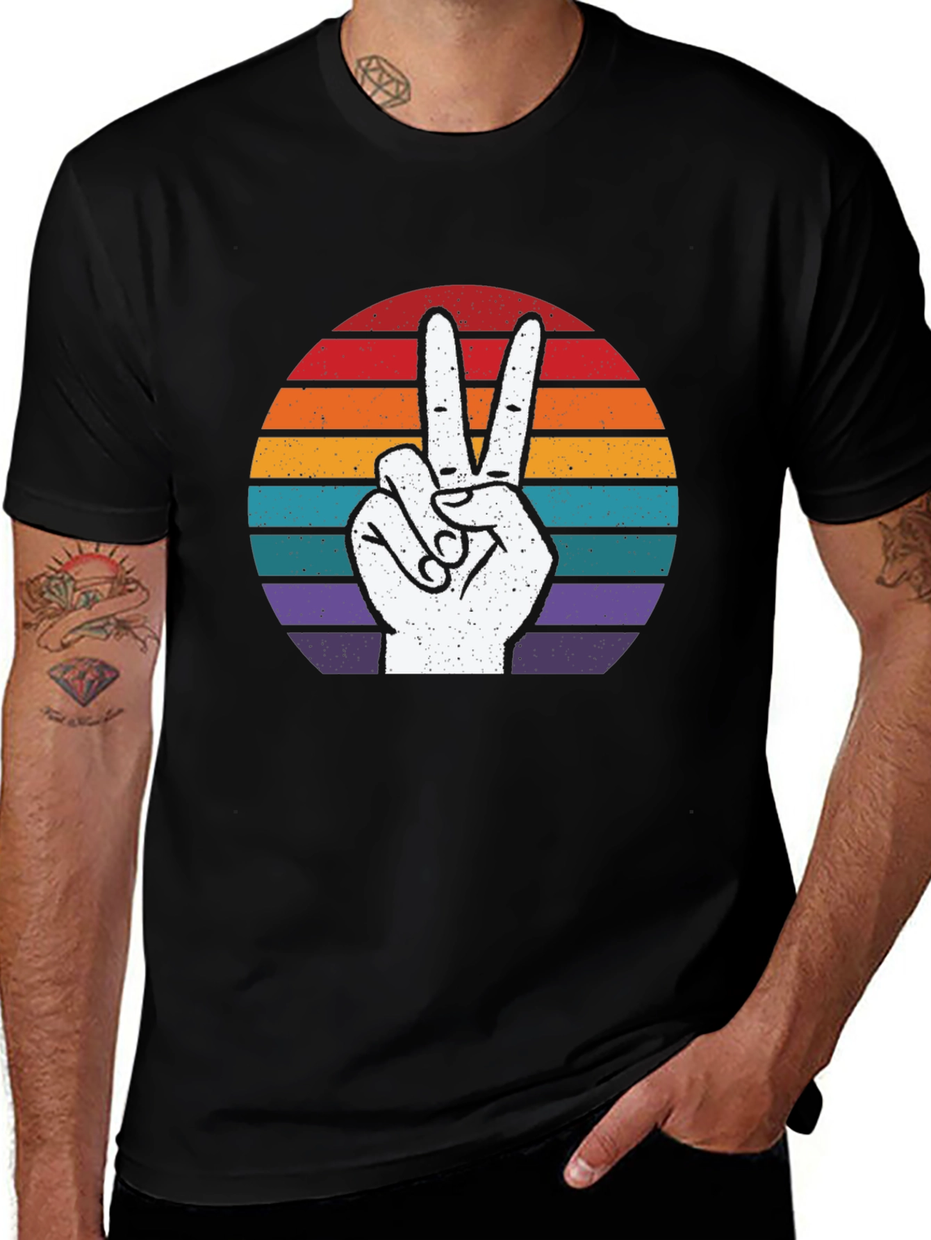 Retro Peace Sign Graphic T-Shirt