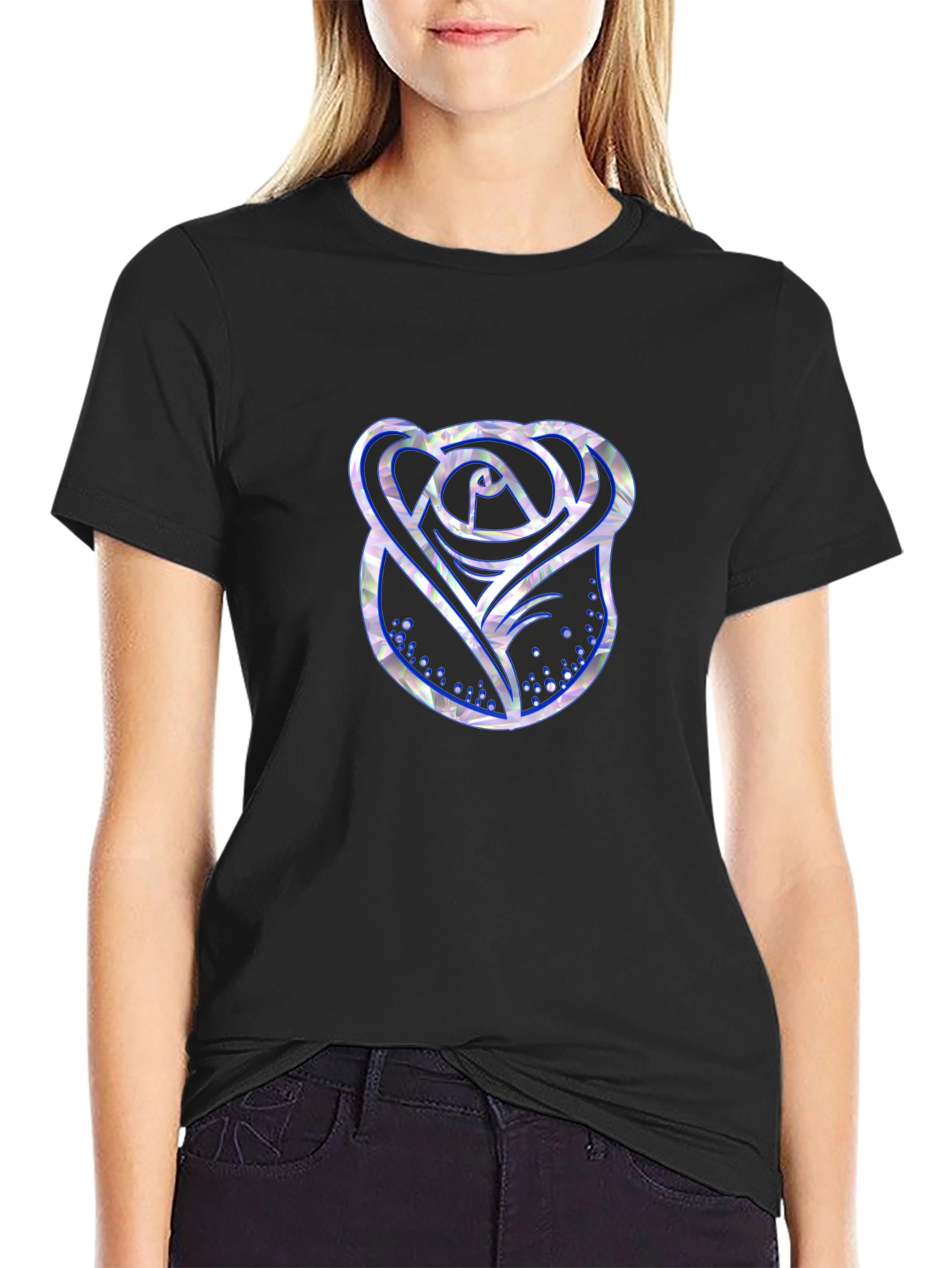 Rose Graphic Print Mens Black T-Shirt