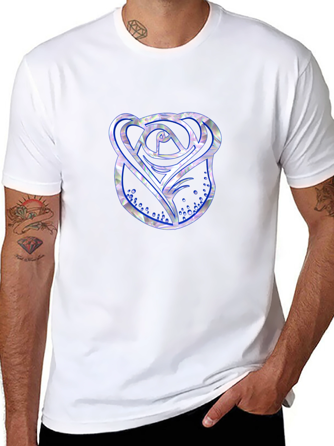 Rose Graphic Print Mens Black T-Shirt