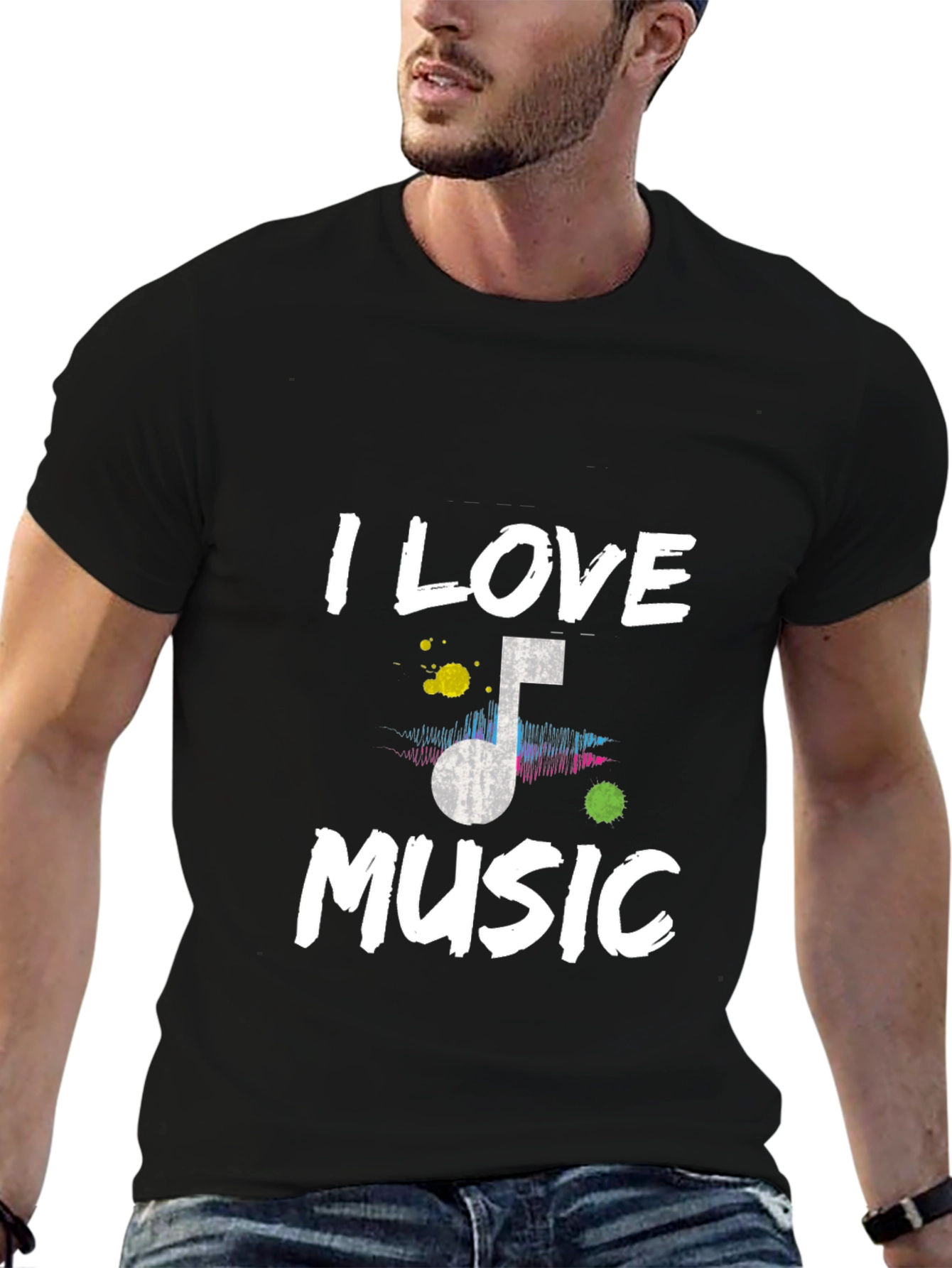 I Love Music Black Graphic Tee