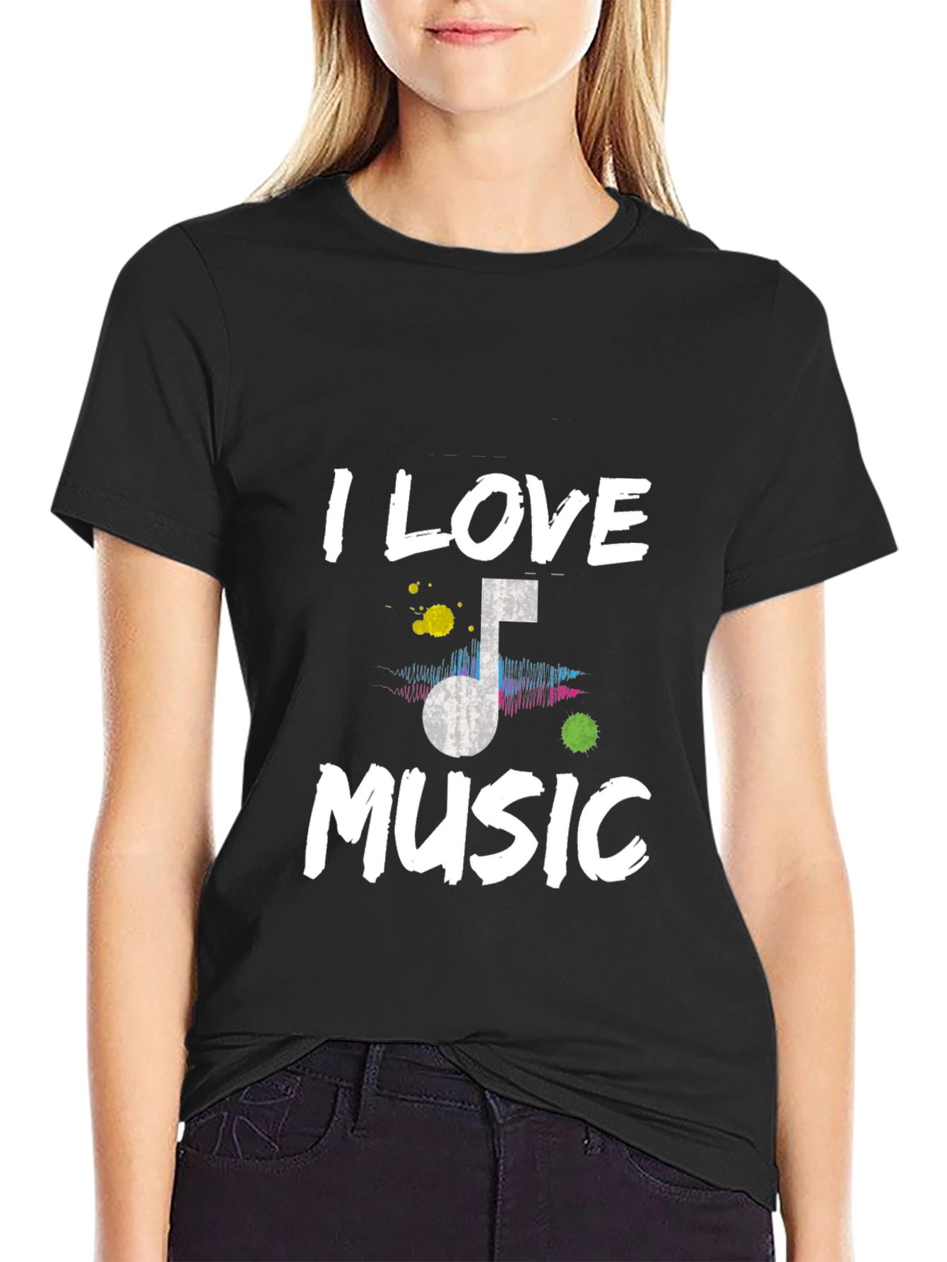 I Love Music Black Graphic Tee