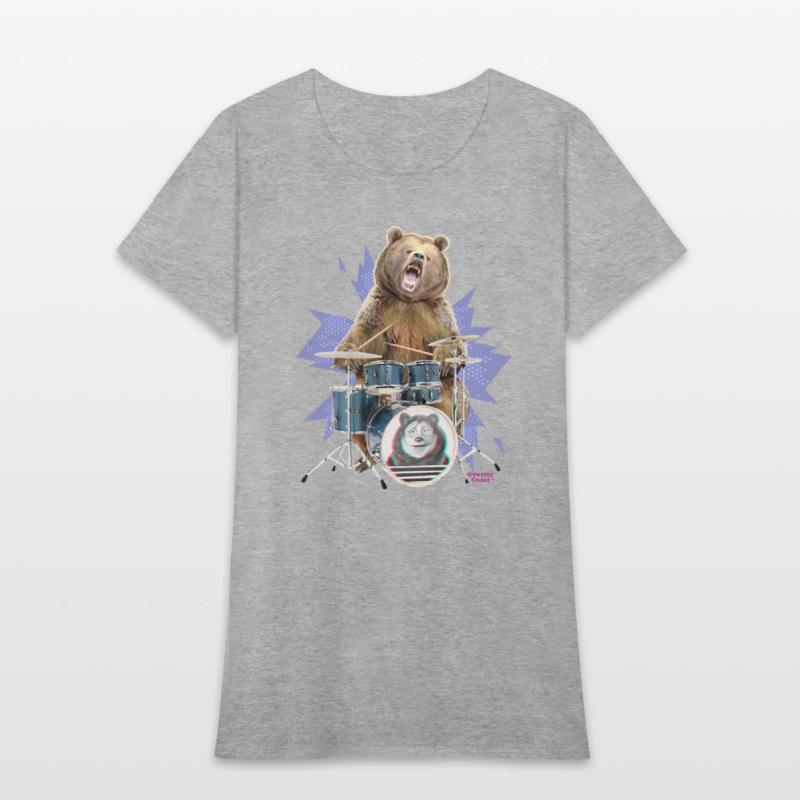 Brown Grizzly Bear Playing the Drums Gift for Drum