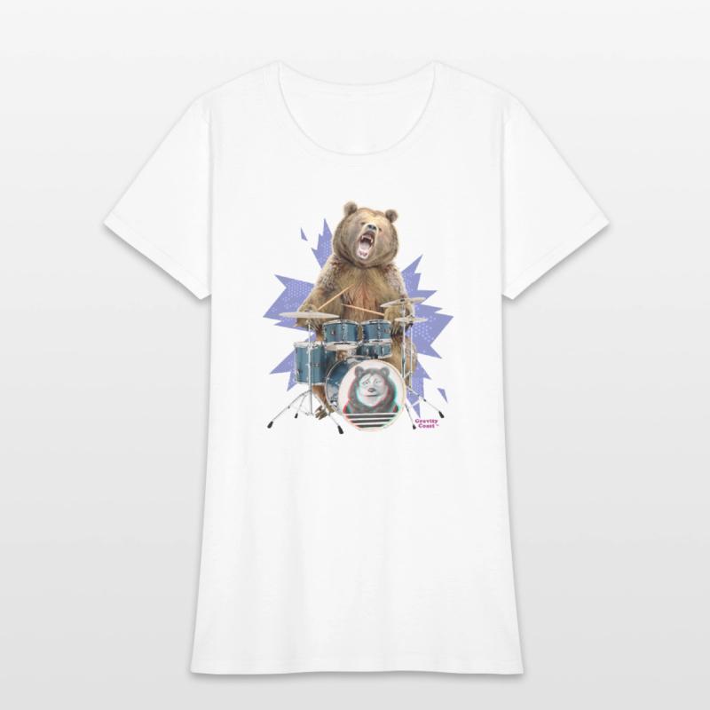 Brown Grizzly Bear Playing the Drums Gift for Drum