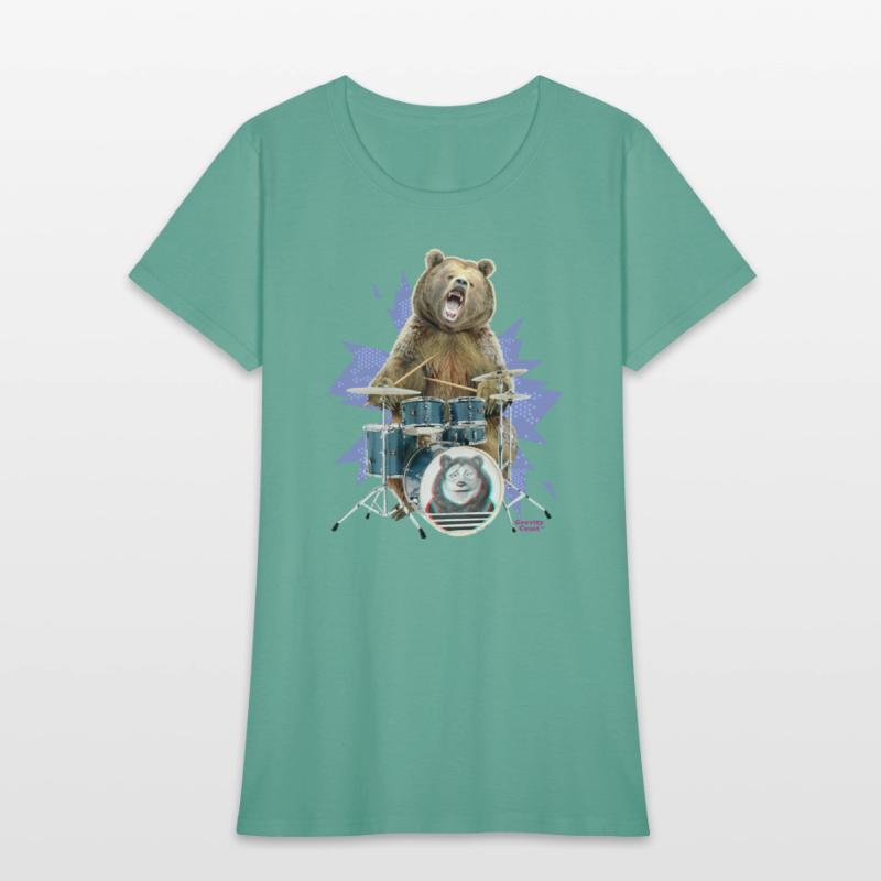 Brown Grizzly Bear Playing the Drums Gift for Drum