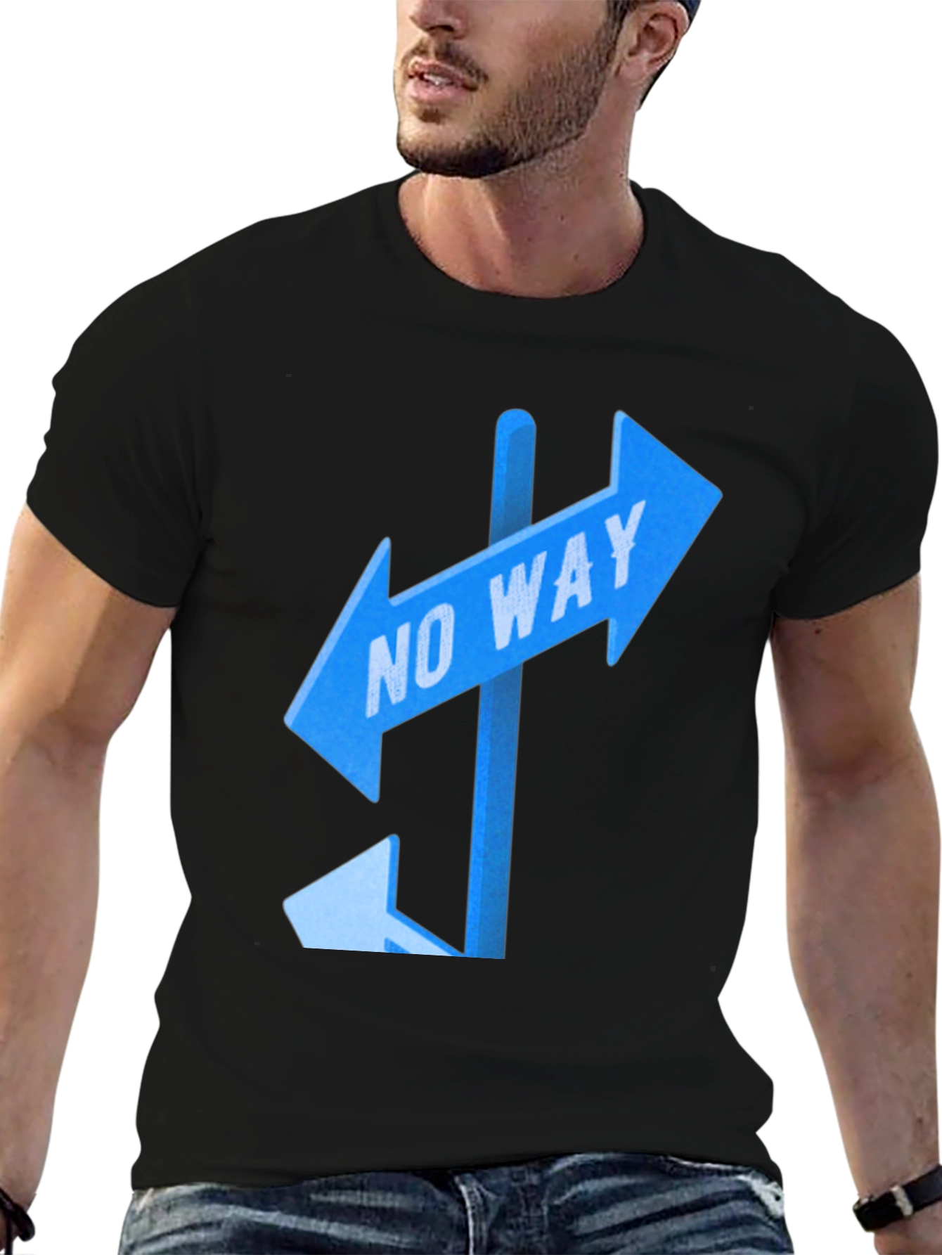 No Way Sign Graphic Tee - Black Casual T-Shirt
