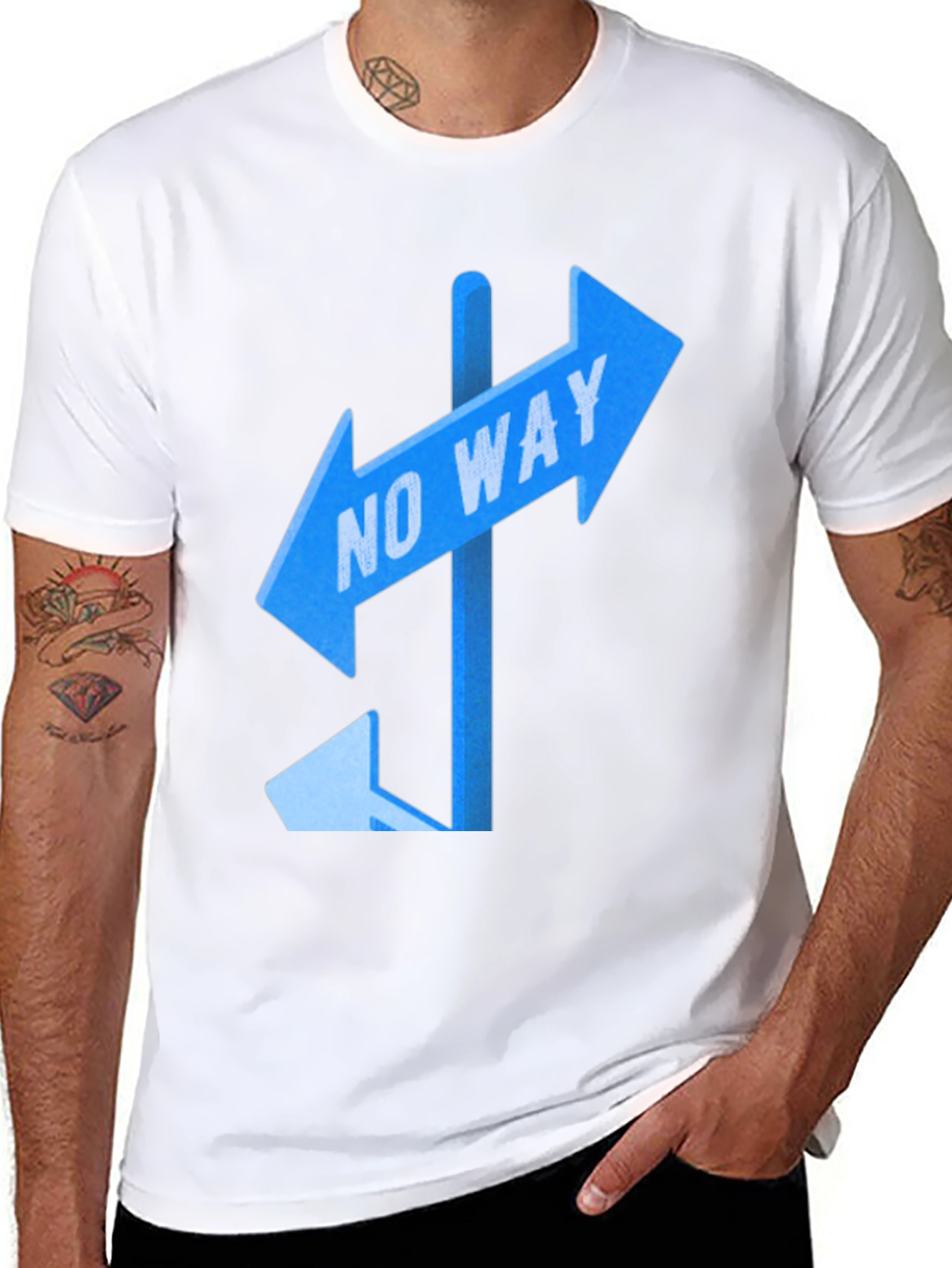 No Way Sign Graphic Tee - Black Casual T-Shirt