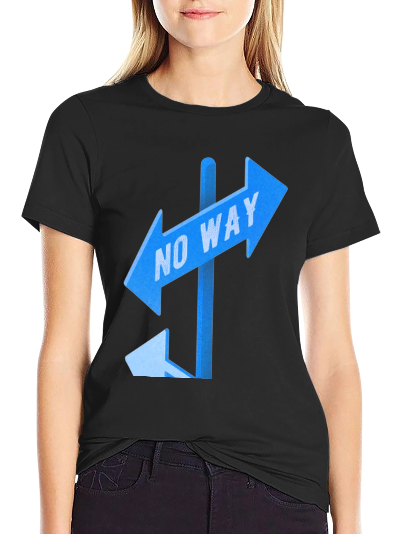No Way Sign Graphic Tee - Black Casual T-Shirt