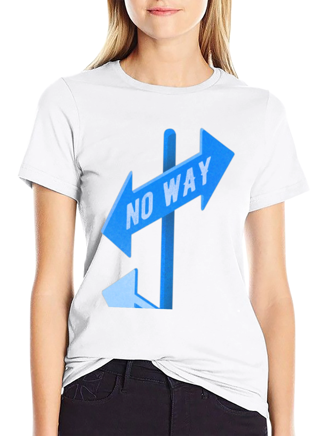 No Way Sign Graphic Tee - Black Casual T-Shirt