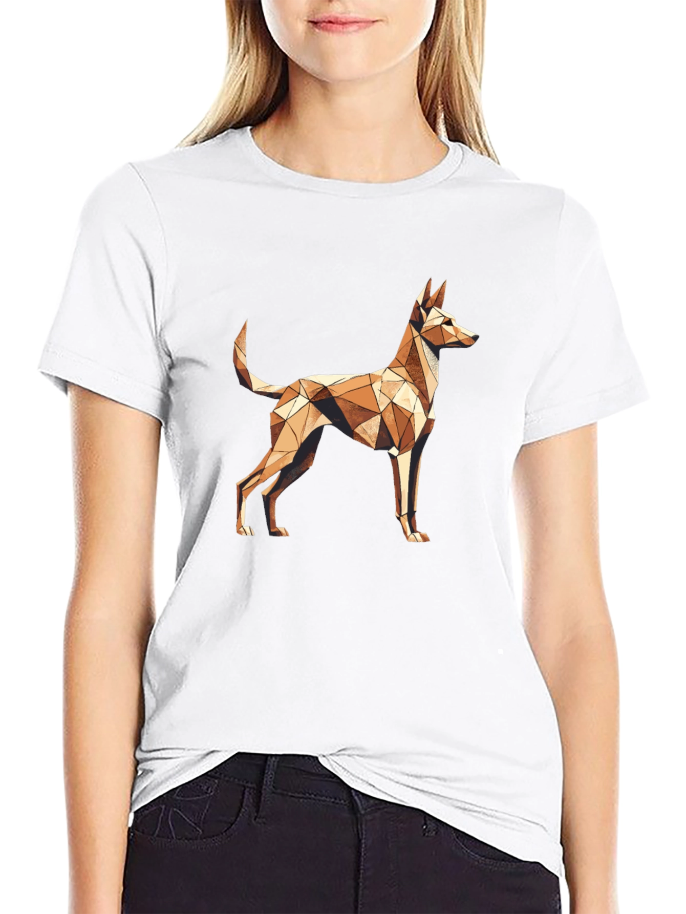 Geometric Dog Print T-Shirt - Stylish Abstract Design