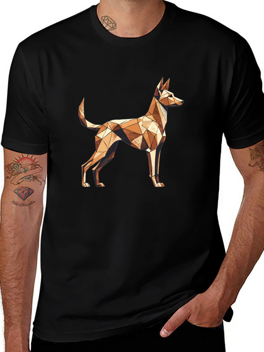 Geometric Dog Print T-Shirt - Stylish Abstract Design