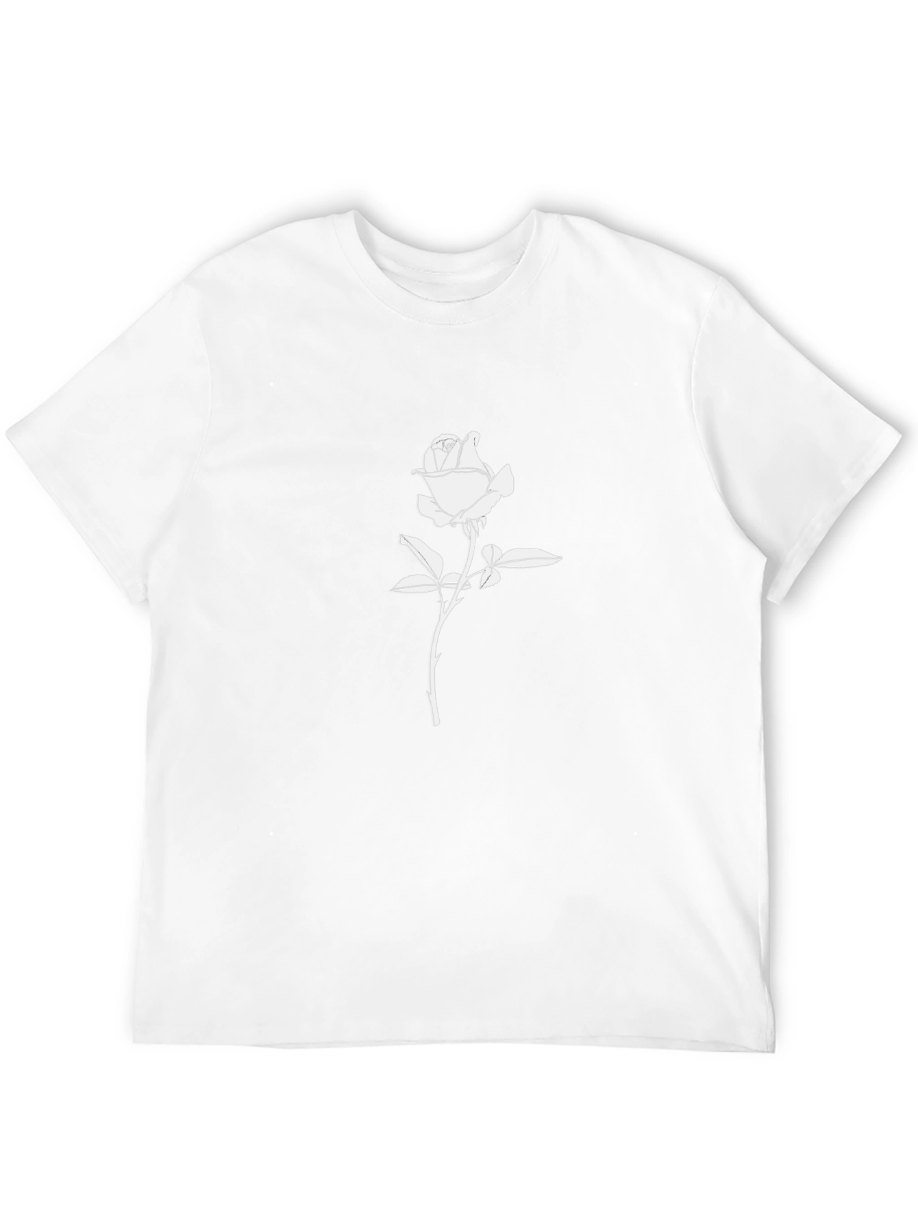 Black T-Shirt with White Rose Graphic
