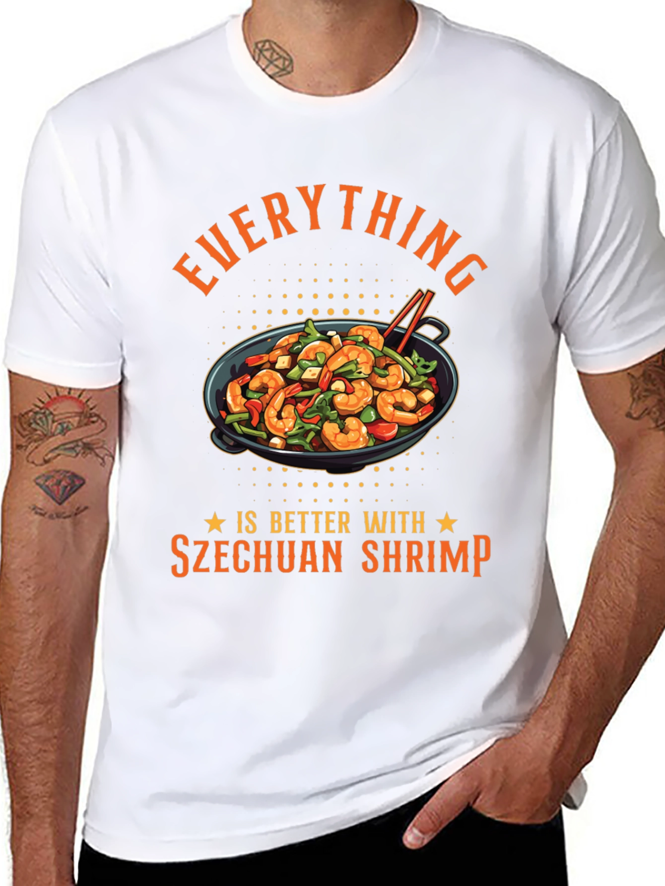 Szechuan Shrimp Graphic Tee - Foodie T-Shirt