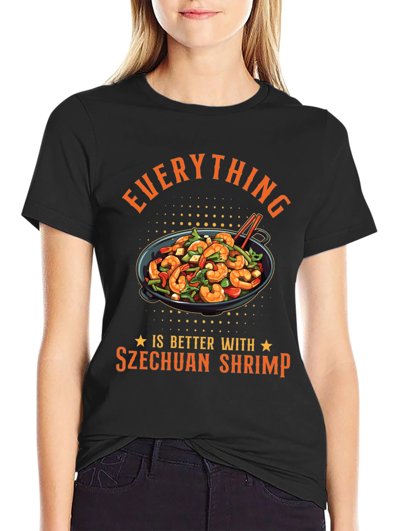 Szechuan Shrimp Graphic Tee - Foodie T-Shirt