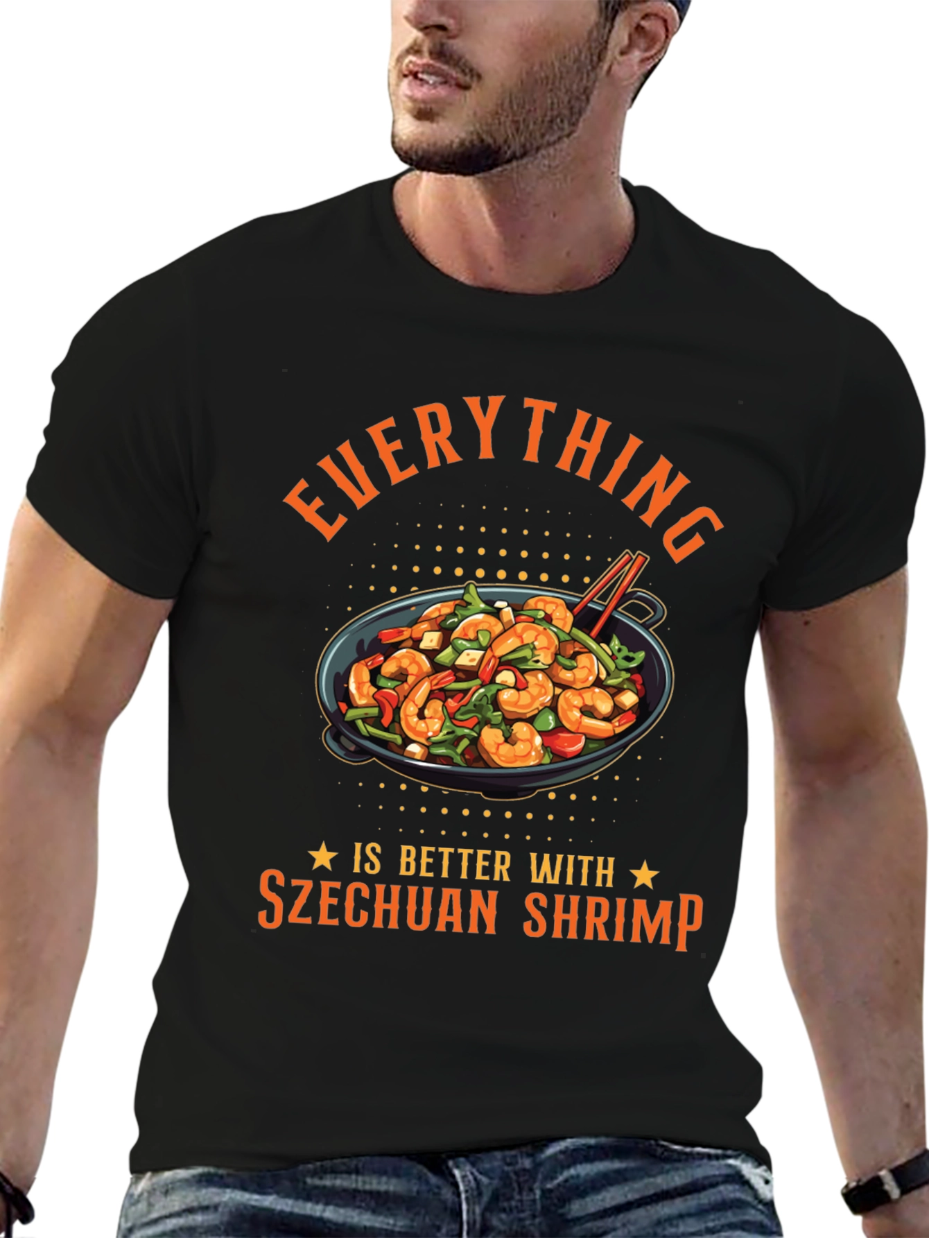 Szechuan Shrimp Graphic Tee - Foodie T-Shirt