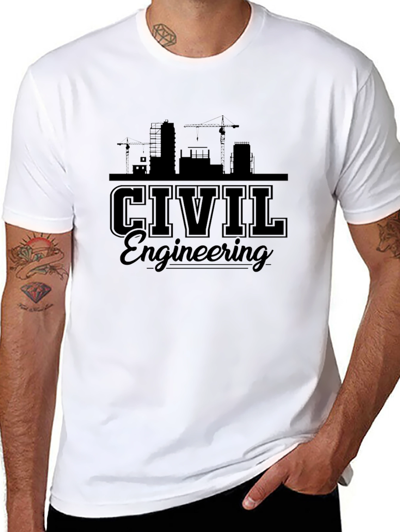Civil Engineering Silhouette Graphic Tee