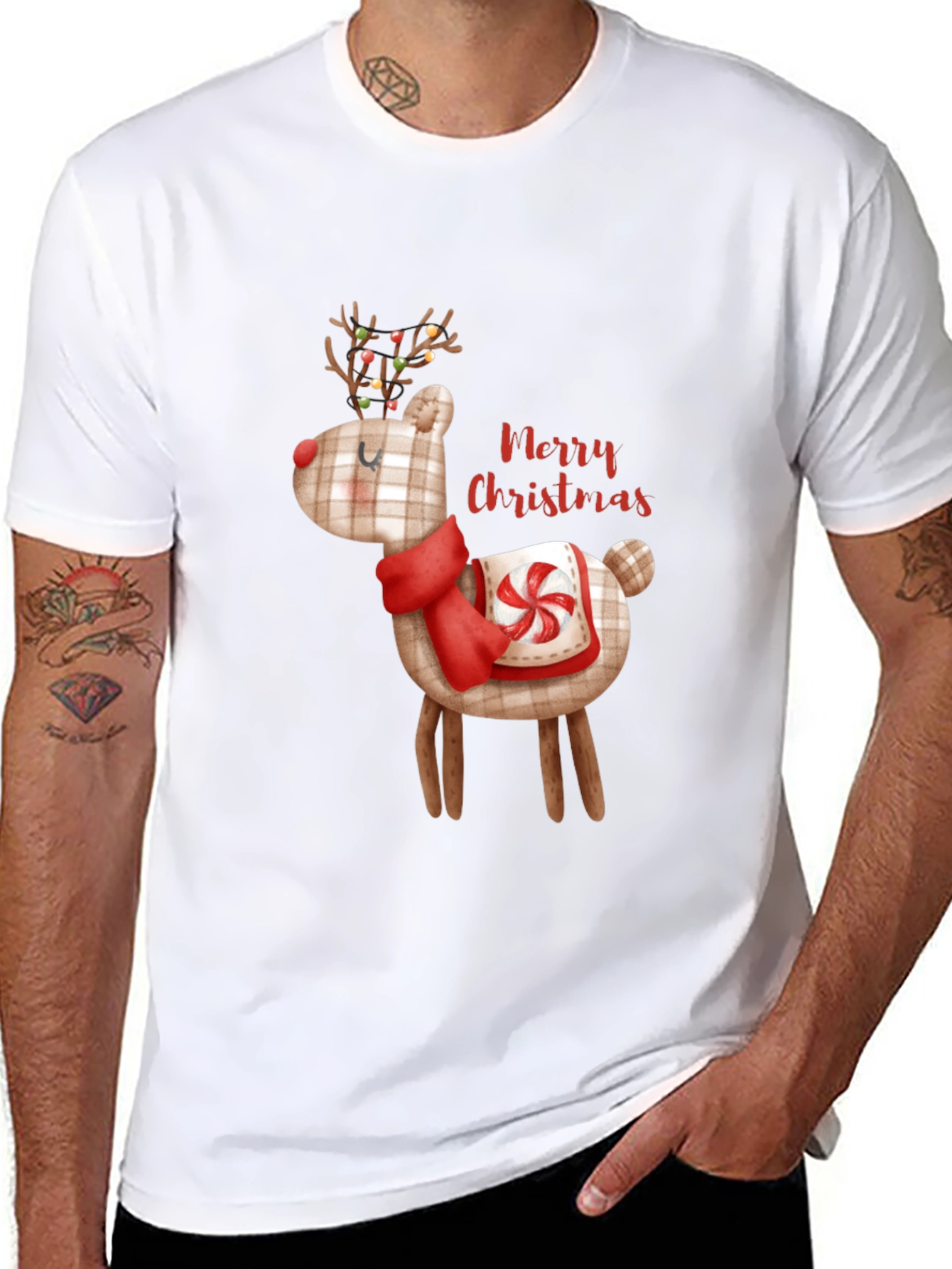 Christmas Reindeer Graphic Tee - Holiday Style