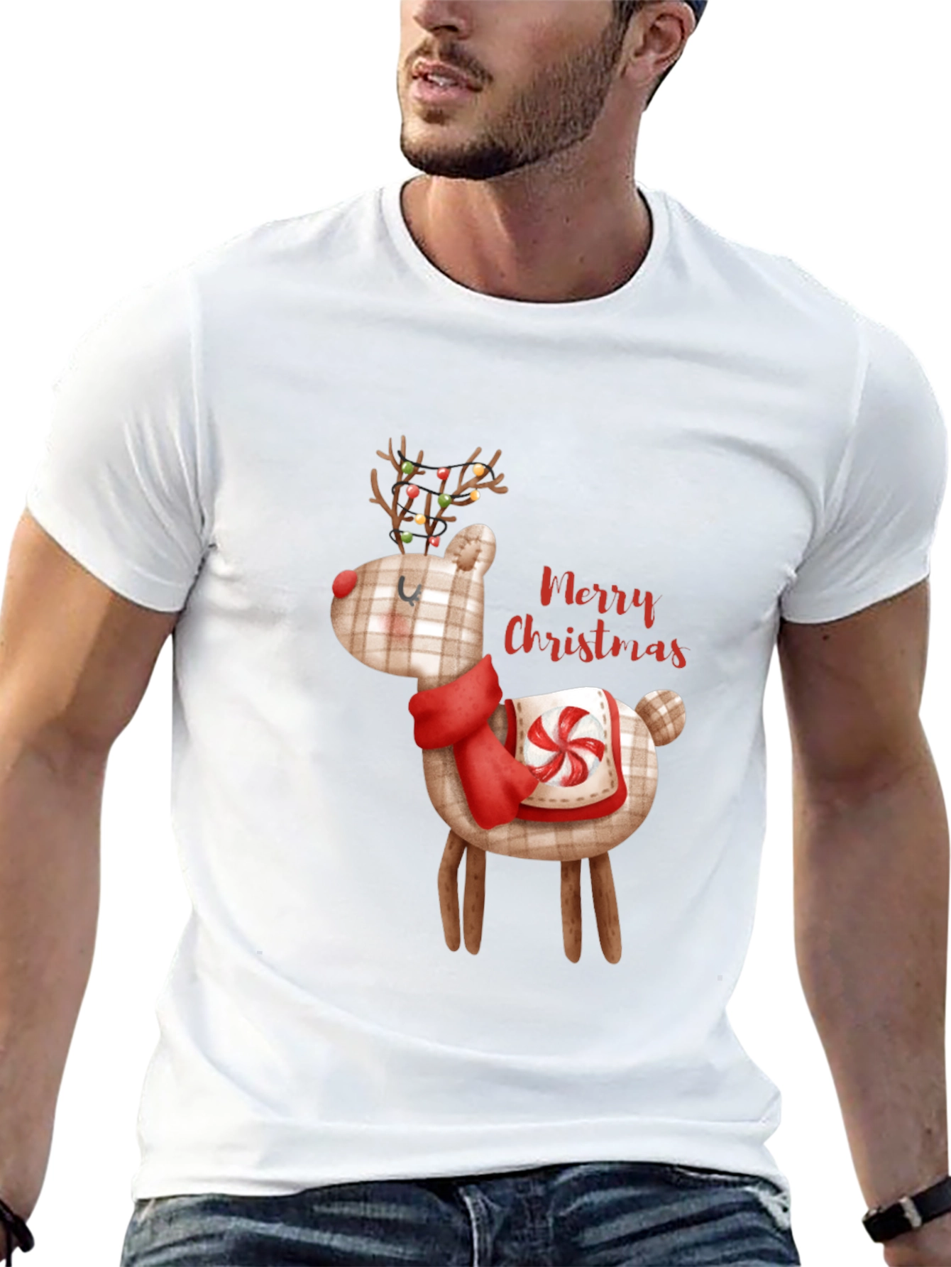 Christmas Reindeer Graphic Tee - Holiday Style