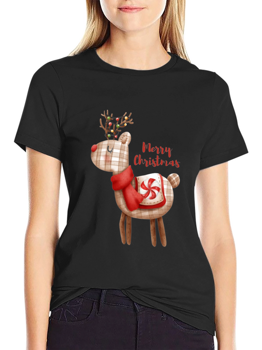 Christmas Reindeer Graphic Tee - Holiday Style