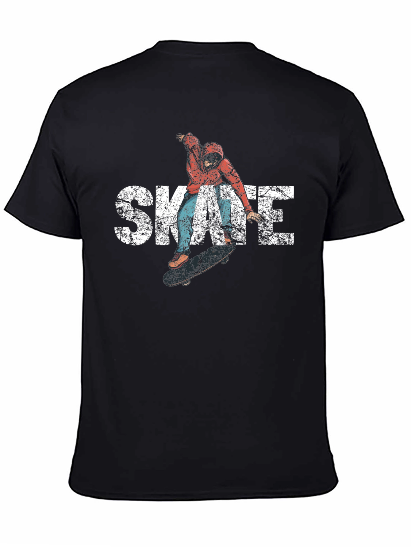 Skate Graphic Tee - Black Cotton Skateboarder T-Shirt