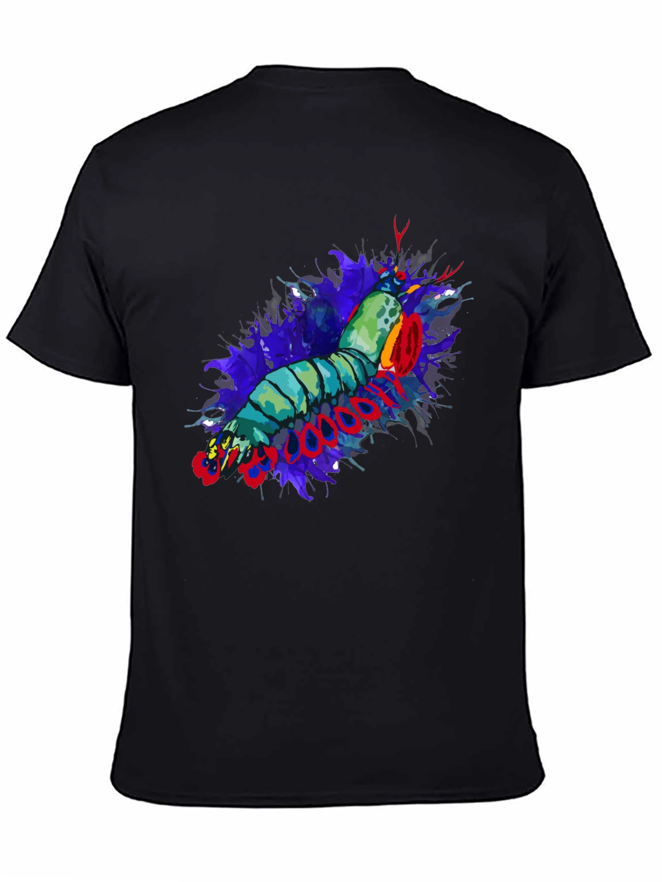 Mantis Shrimp Graphic Print Black T-Shirt