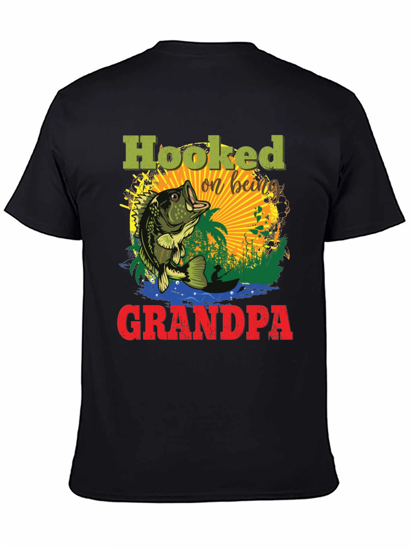 Hooked on Being Grandpa Fishing T-Shirt