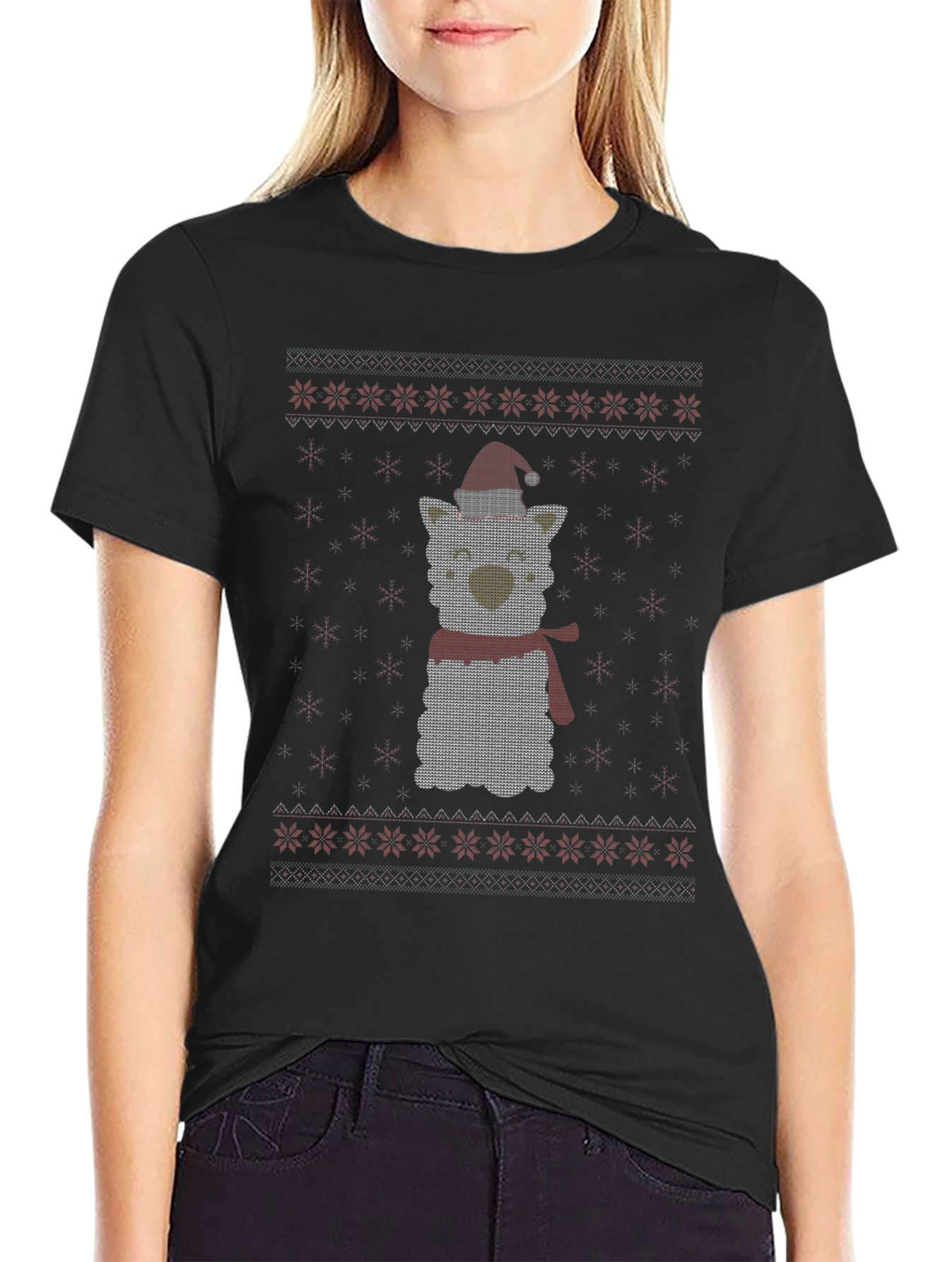 Christmas Llama Knit T-Shirt