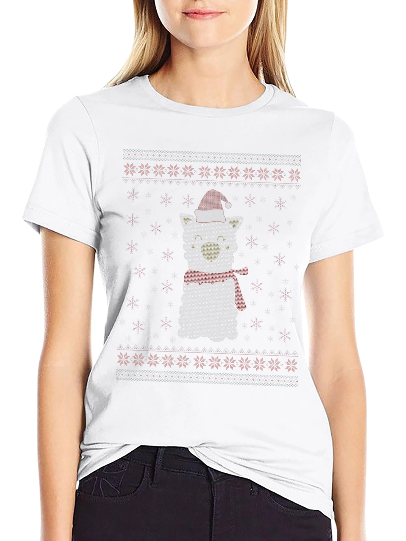Christmas Llama Knit T-Shirt