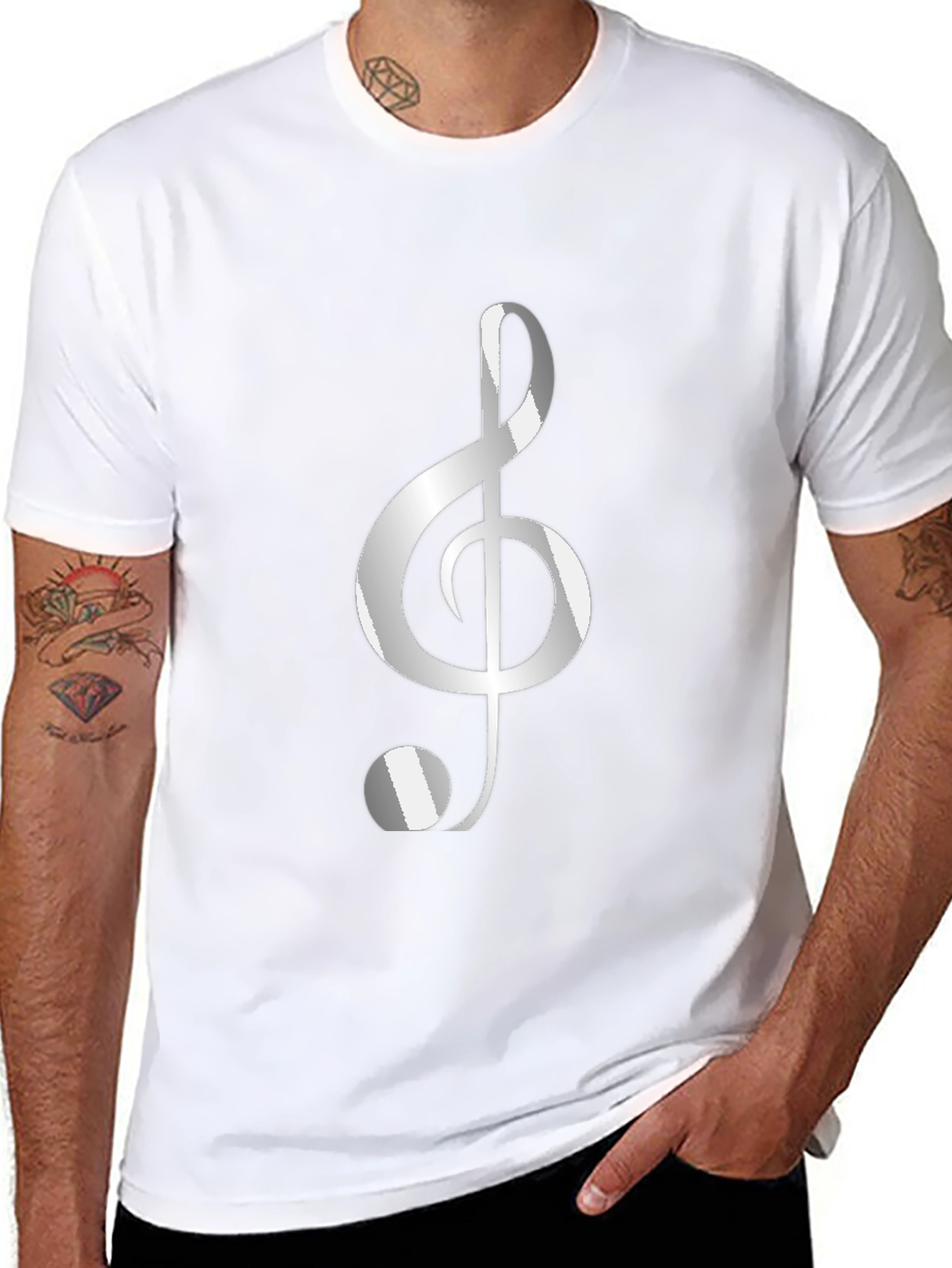 Treble Clef Graphic Tee - Black Cotton T-Shirt