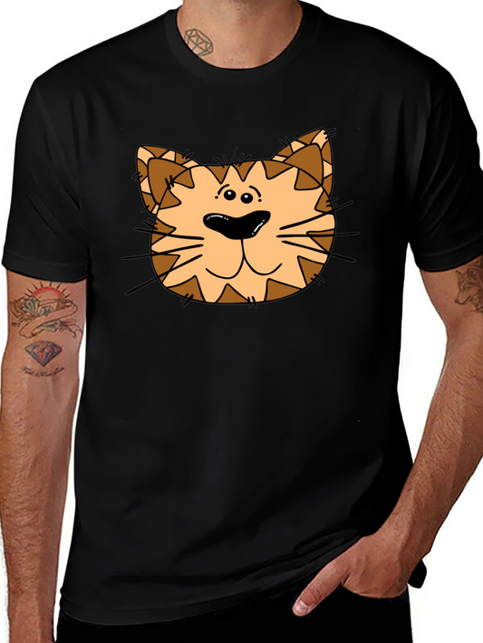 Cat Face Graphic Print Black T-Shirt