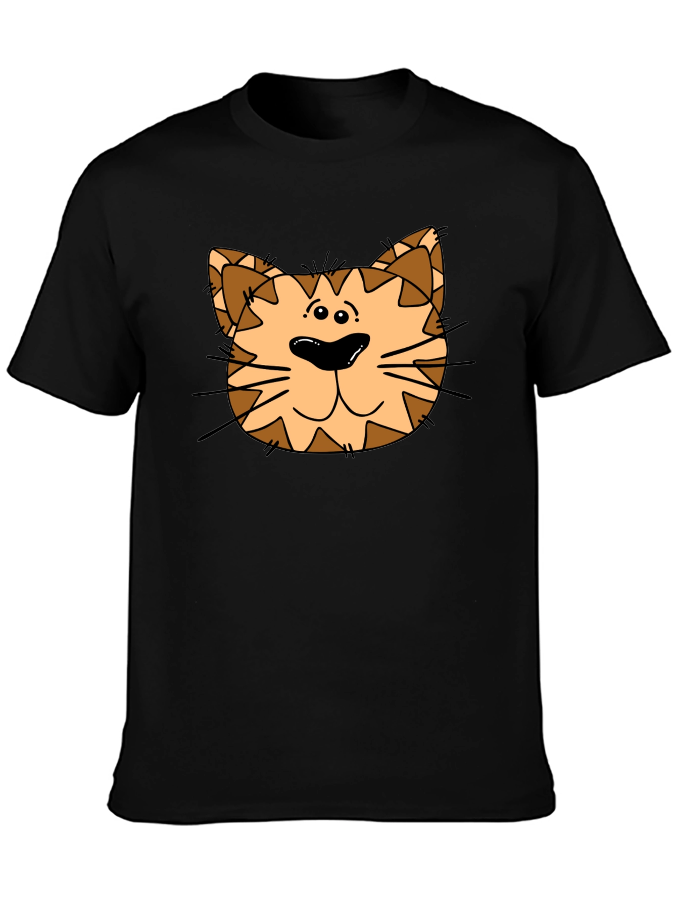 Cat Face Graphic Print Black T-Shirt