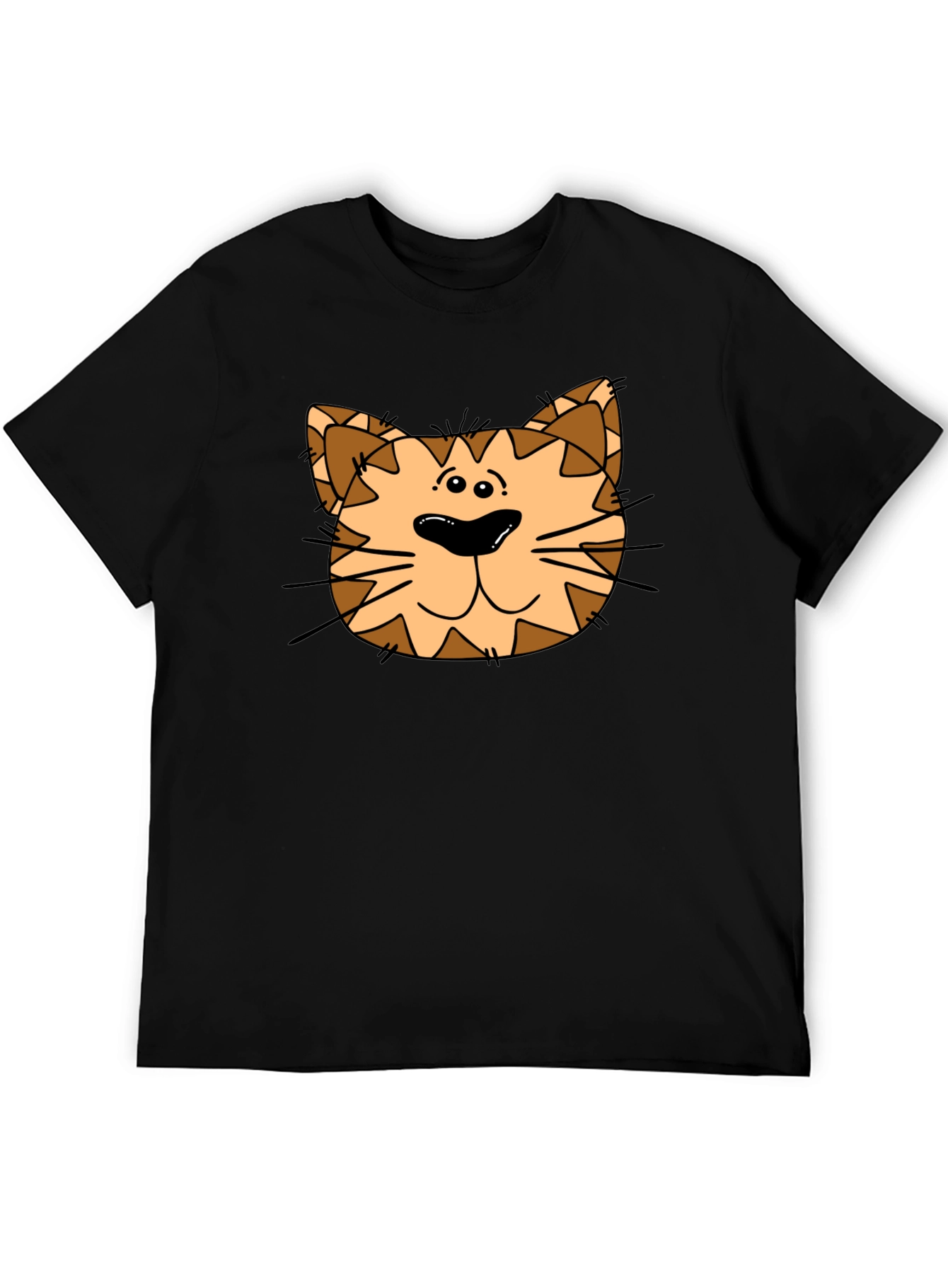 Cat Face Graphic Print Black T-Shirt