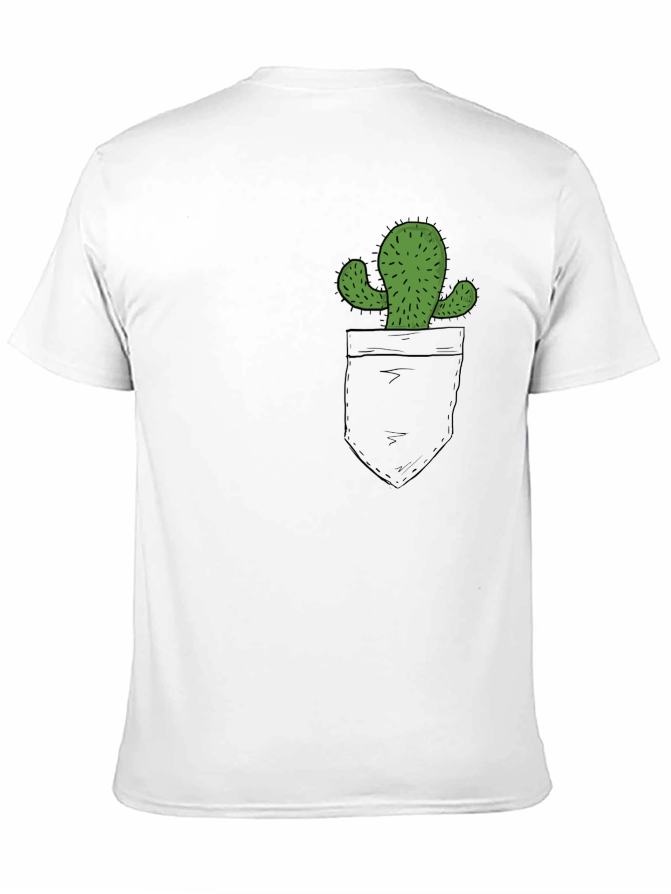 Cactus Pocket Graphic Tee - Black Cotton T-Shirt