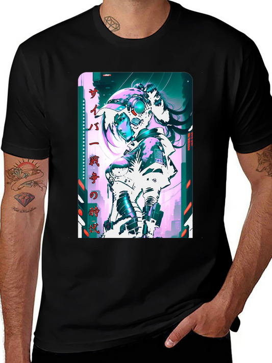 Cyberpunk Anime Girl Graphic T-Shirt