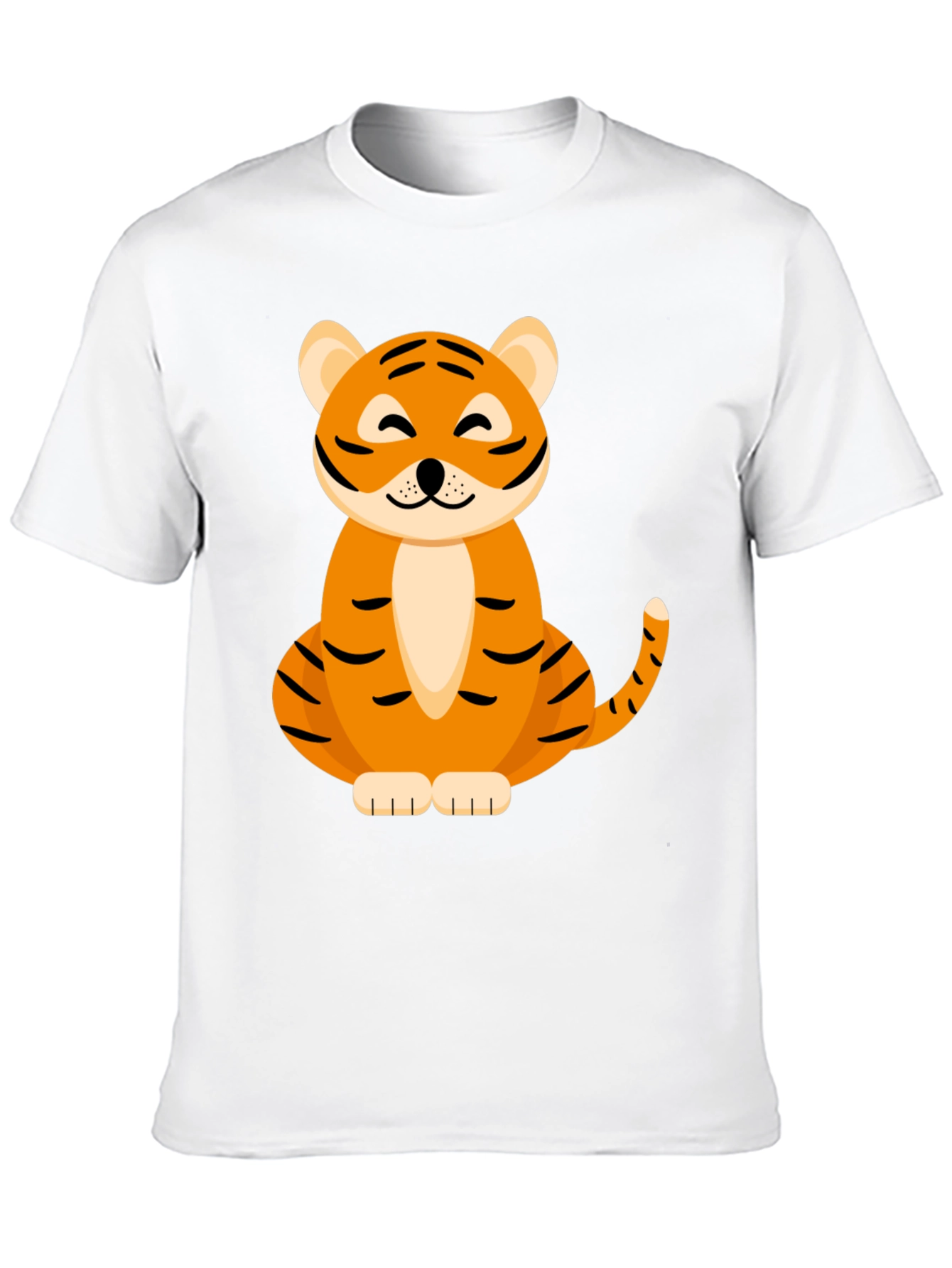 Cute Tiger Graphic Tee - Black Cotton Blend T-Shirt