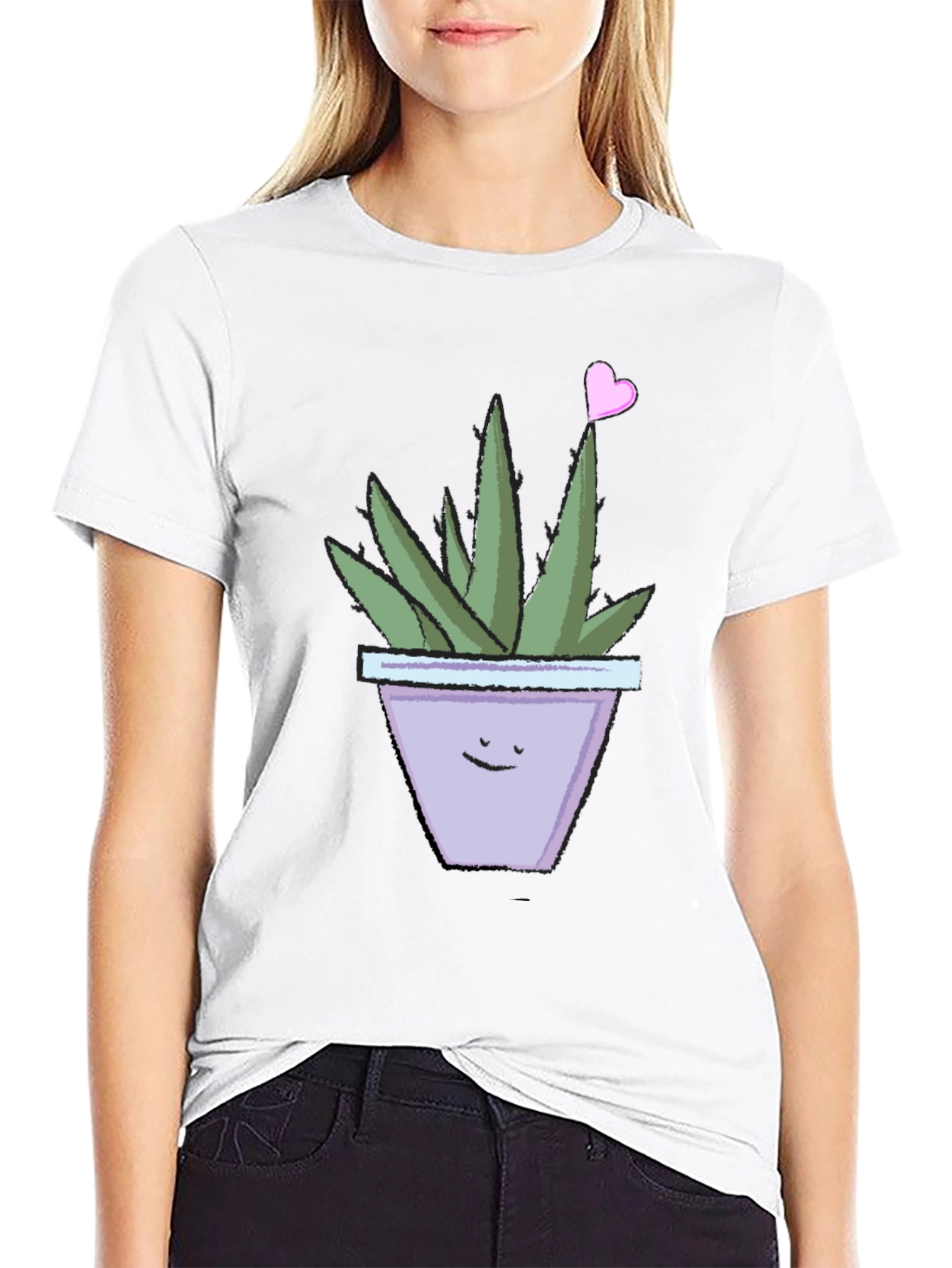 Cute Smiling Potted Plant Graphic Tee