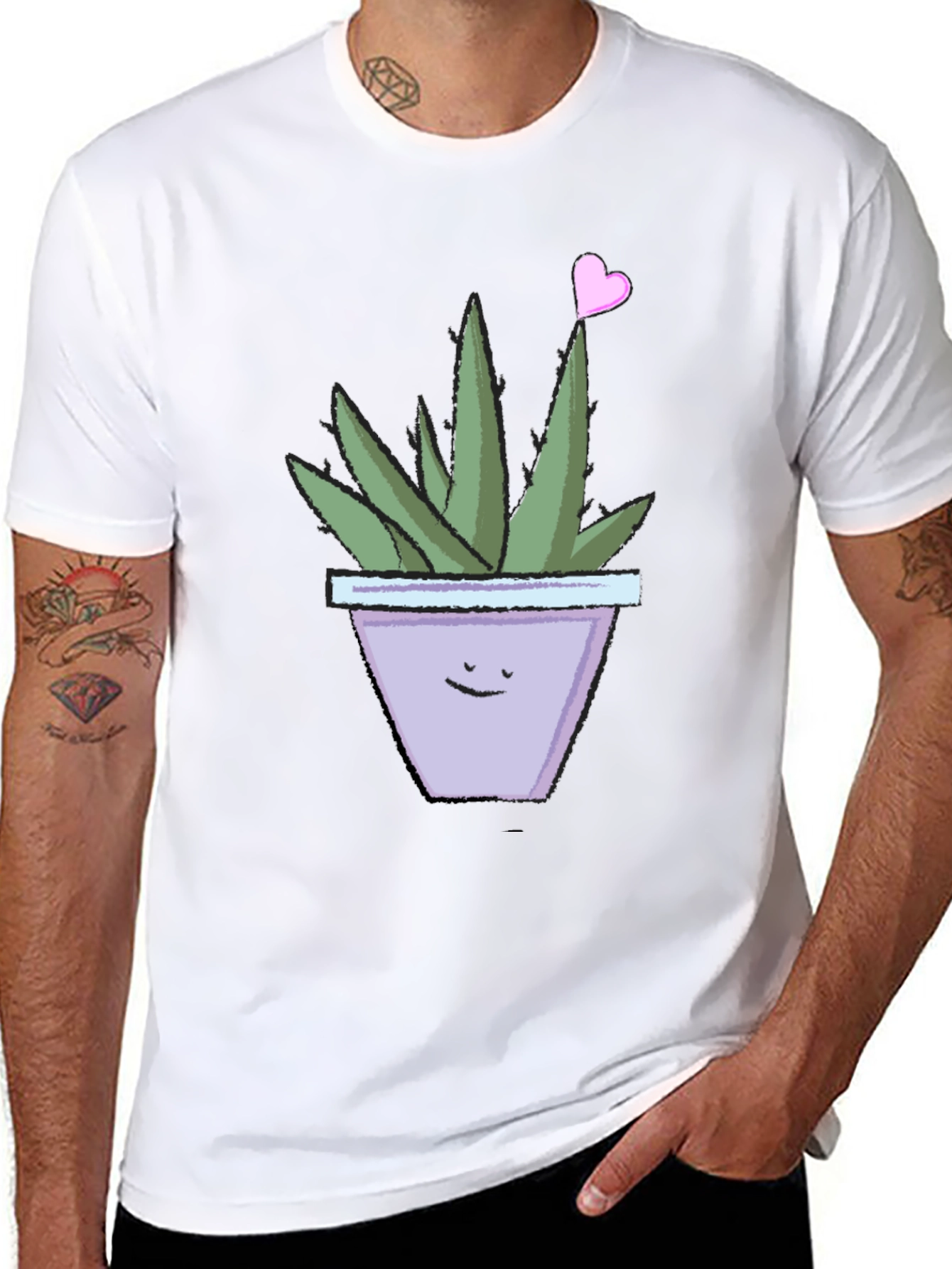 Cute Smiling Potted Plant Graphic Tee