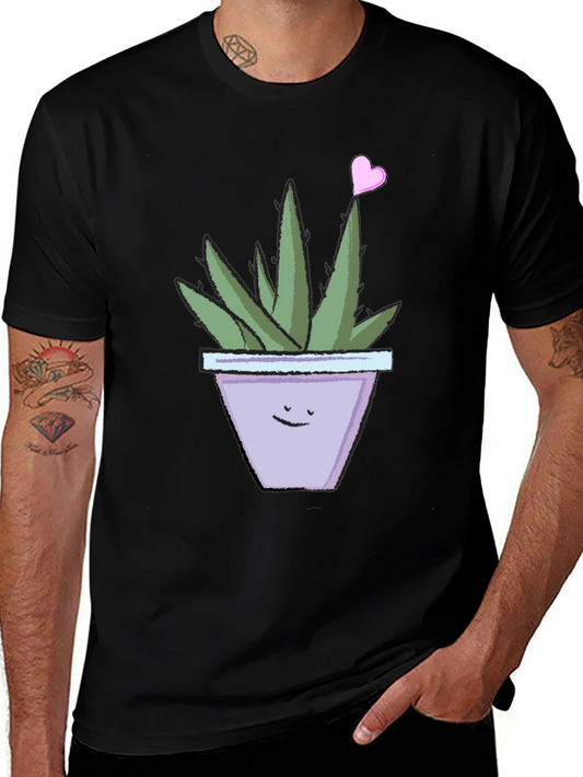 Cute Smiling Potted Plant Graphic Tee