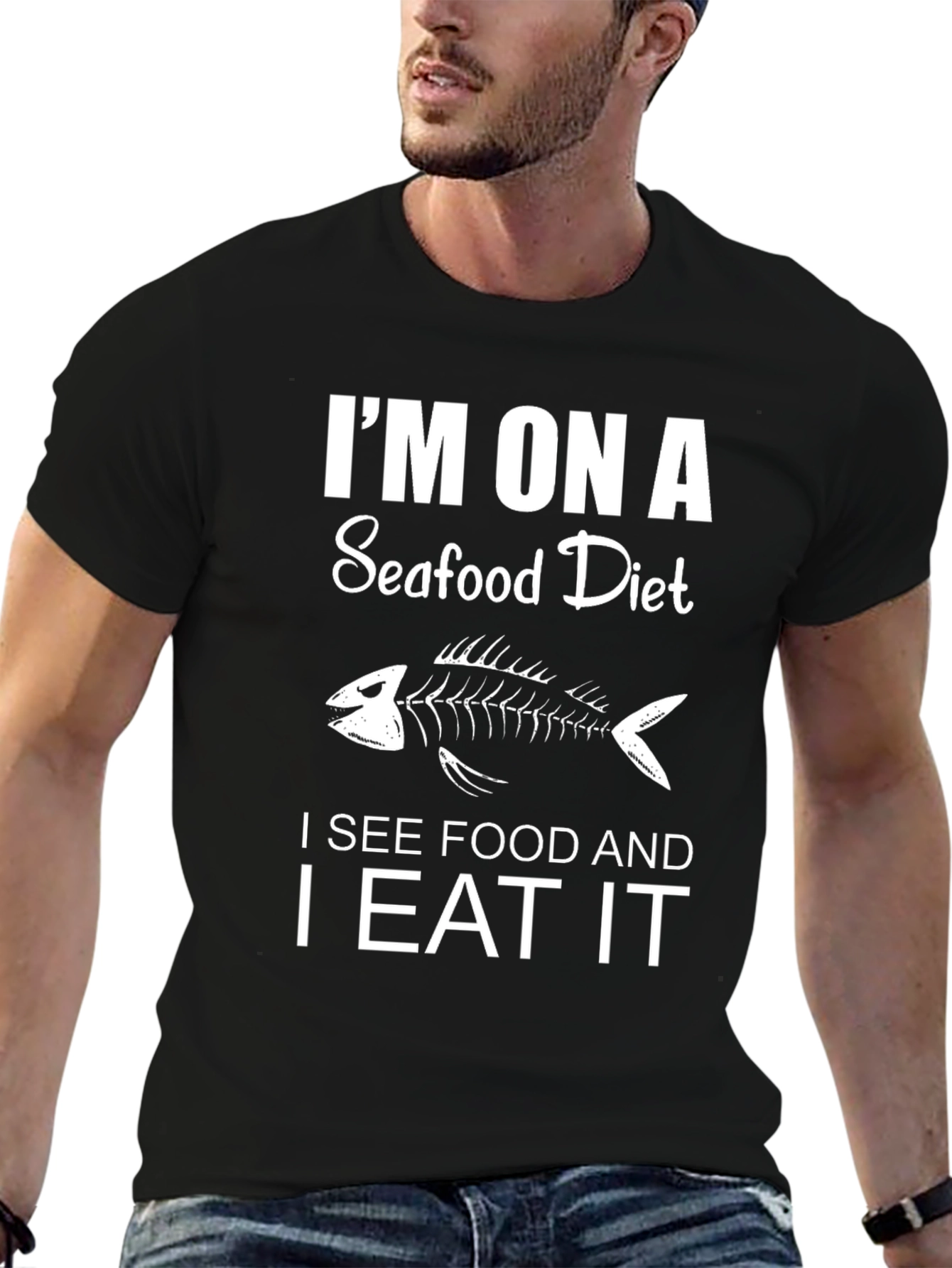 Seafood Diet Funny Graphic T-Shirt