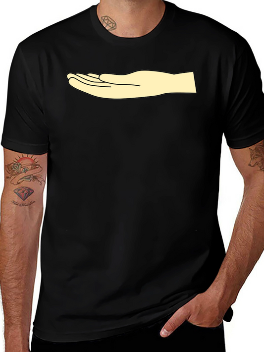 Graphic Tee: Hand Design Casual Black T-Shirt