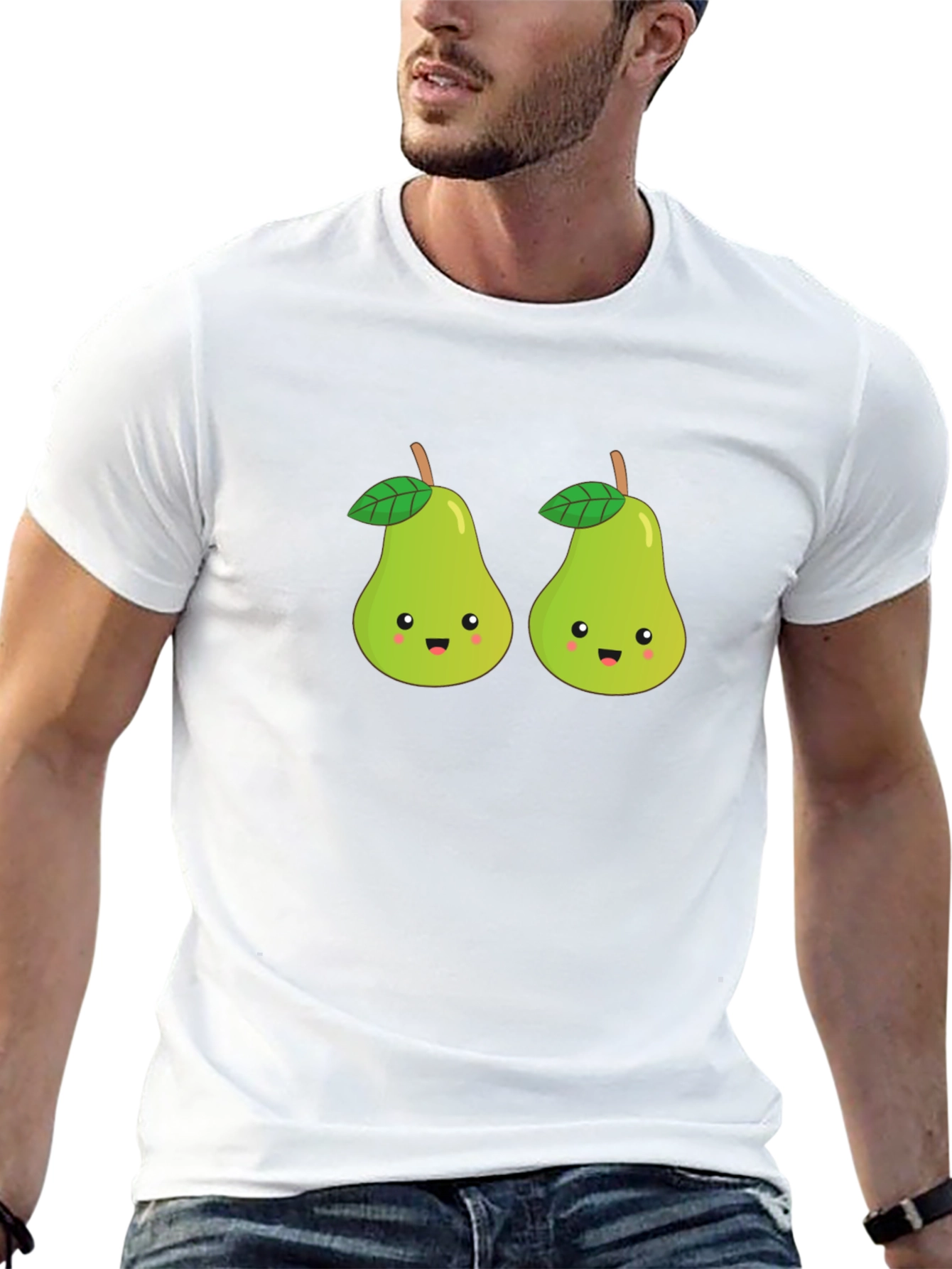 Cute Pear Couple Black T-Shirt