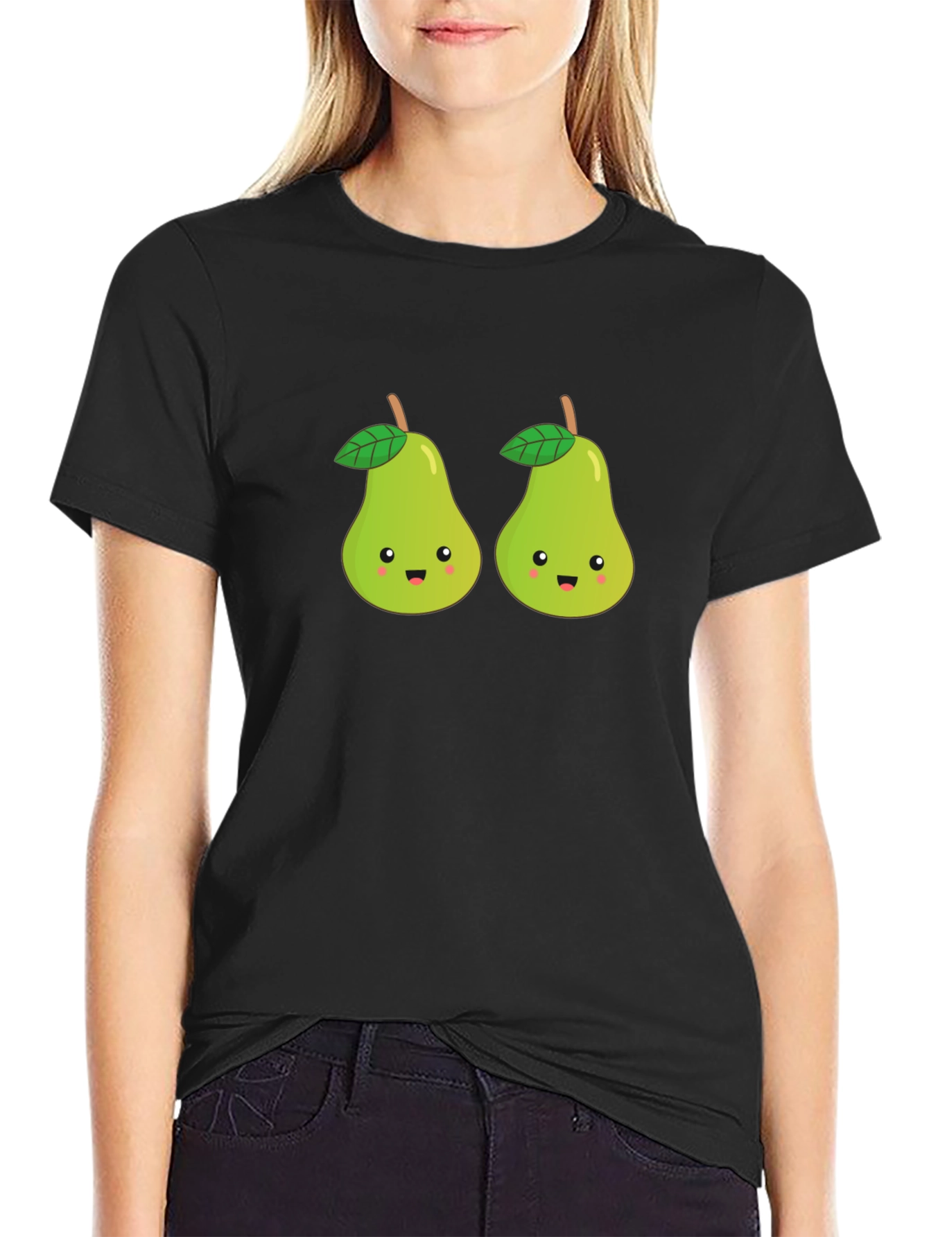 Cute Pear Couple Black T-Shirt
