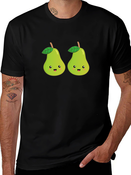 Cute Pear Couple Black T-Shirt