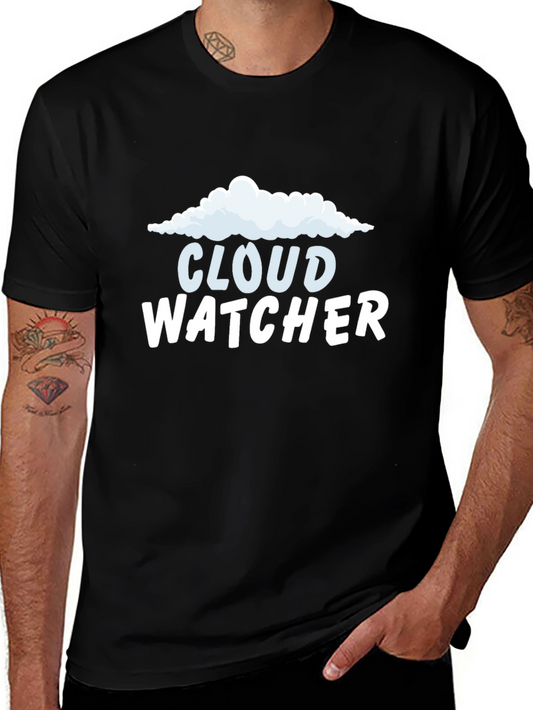 Cloud Watcher Graphic Tee - Black Cotton T-Shirt