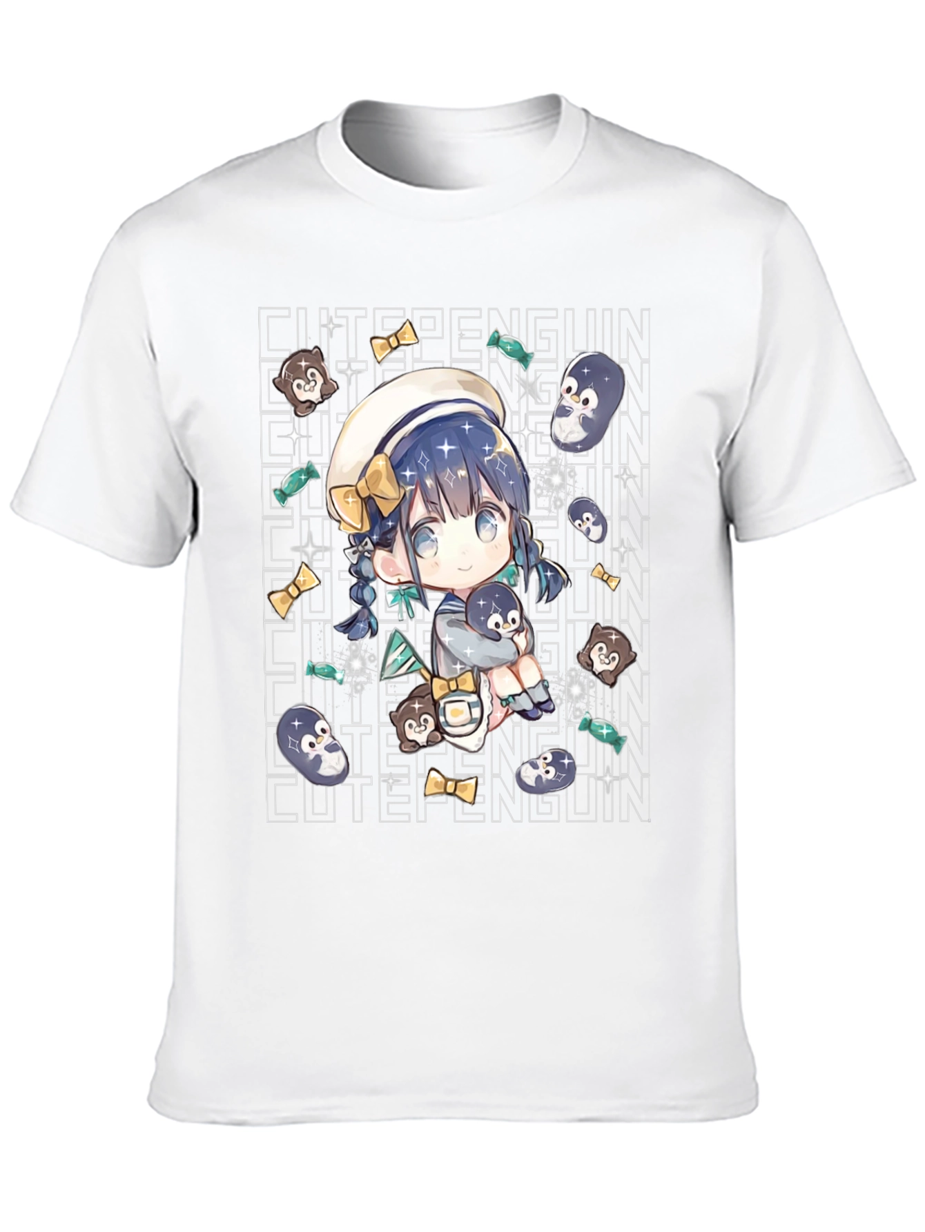 Anime Cute Penguin Black T-Shirt