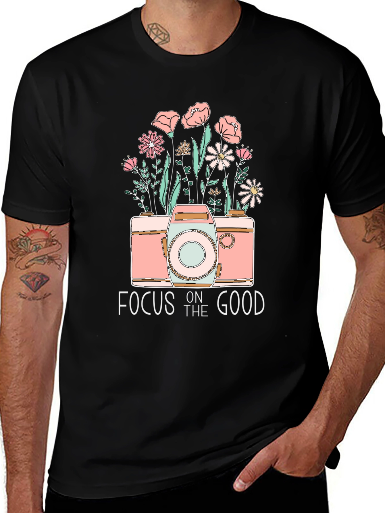 Focus on the Good Camera Floral Graphic Tee