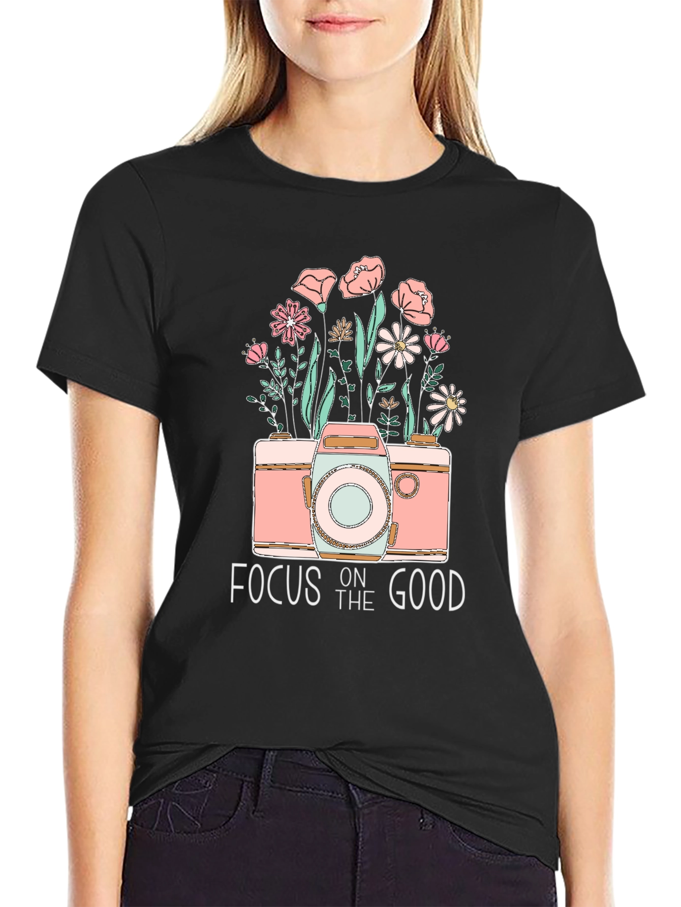 Focus on the Good Camera Floral Graphic Tee