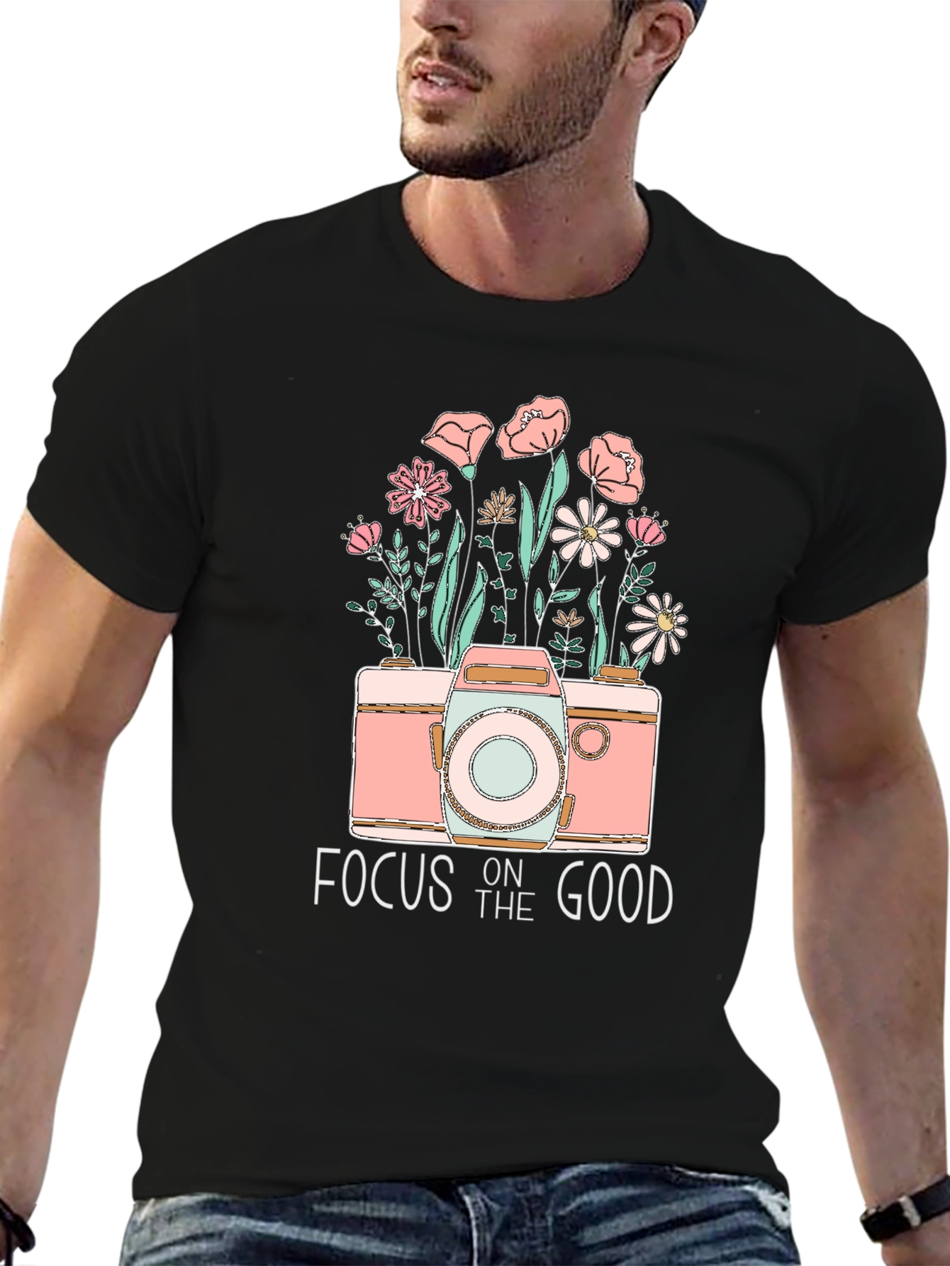 Focus on the Good Camera Floral Graphic Tee