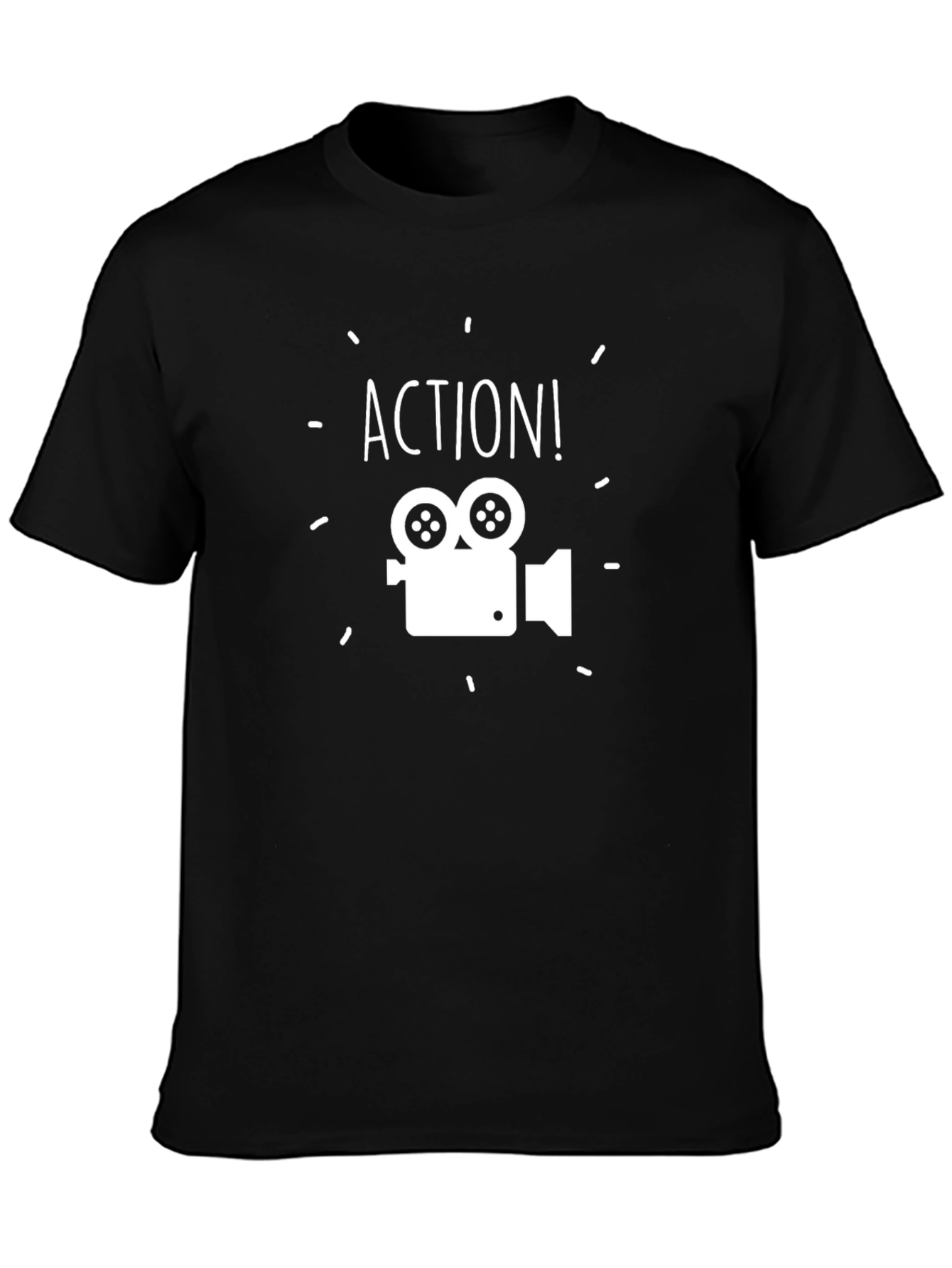 Action! Movie Camera Graphic Tee - Black Cotton Blend