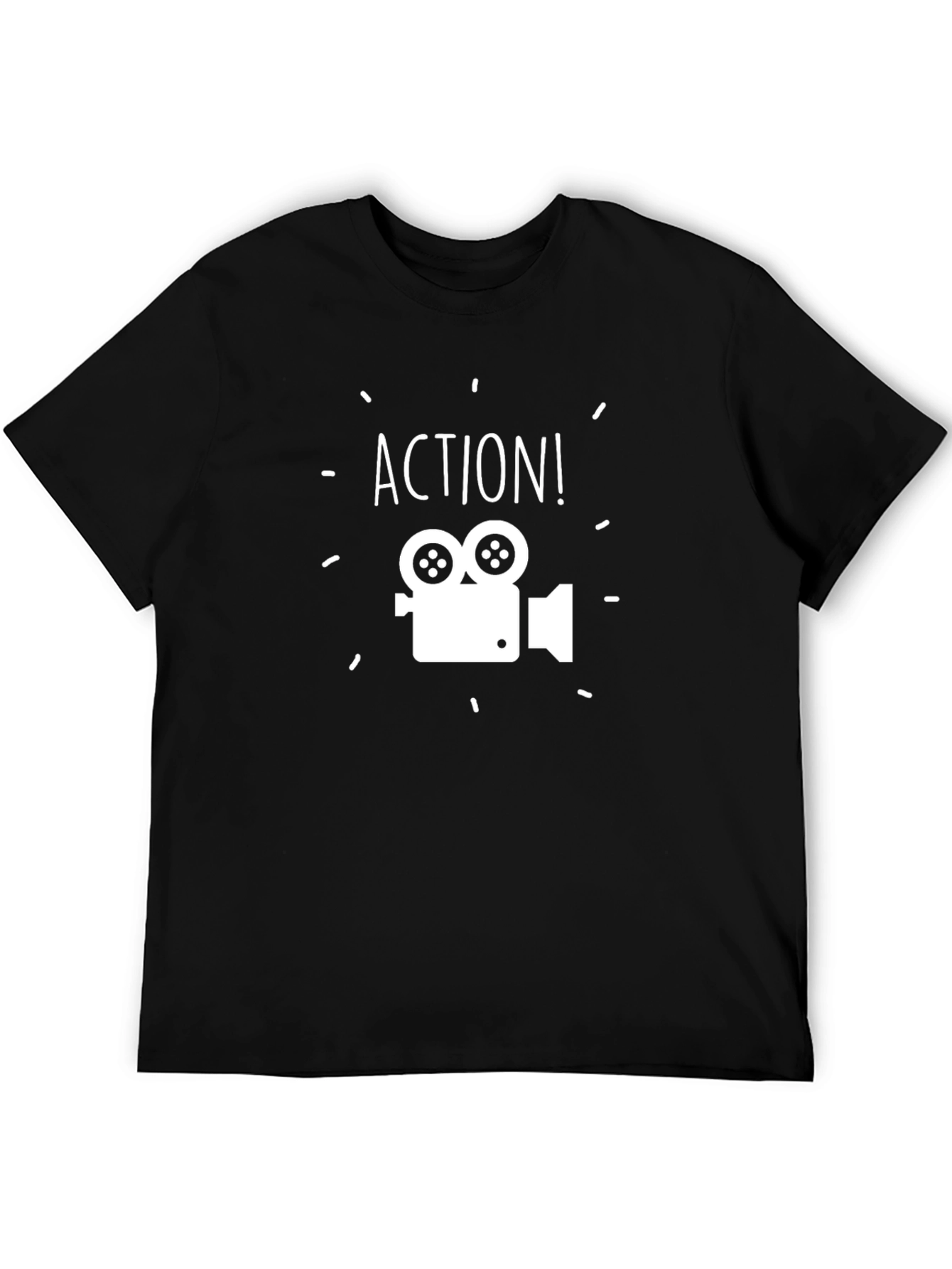 Action! Movie Camera Graphic Tee - Black Cotton Blend