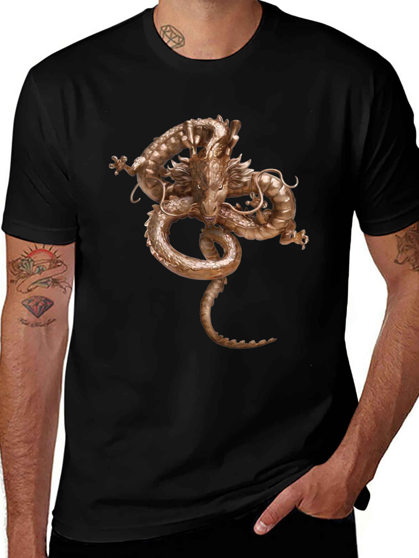 Dragon Graphic Tee - Black Casual Wear
